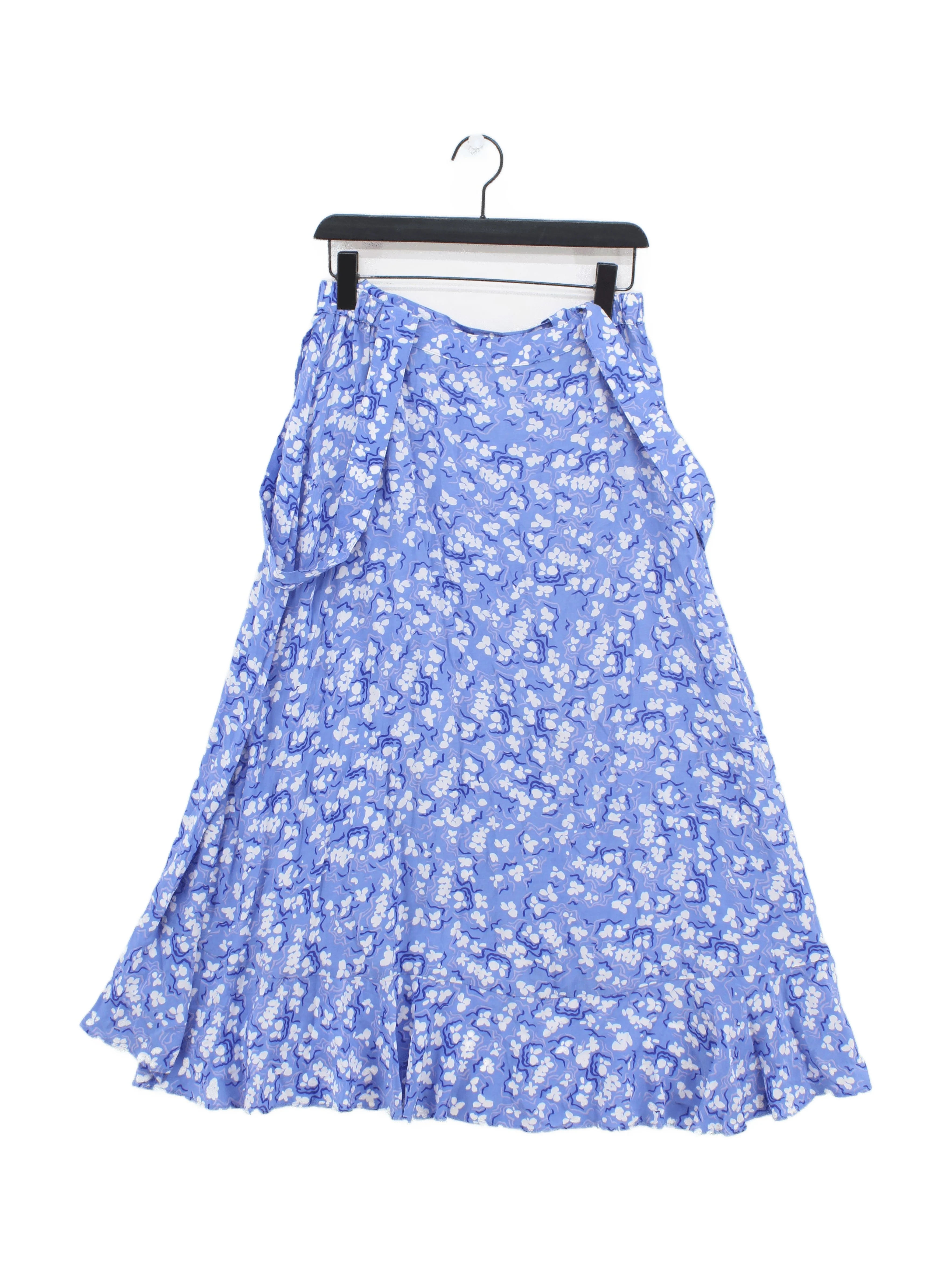 Suncoo Women's Midi Skirt L Blue Floral 100% Viscose Midi A-Line