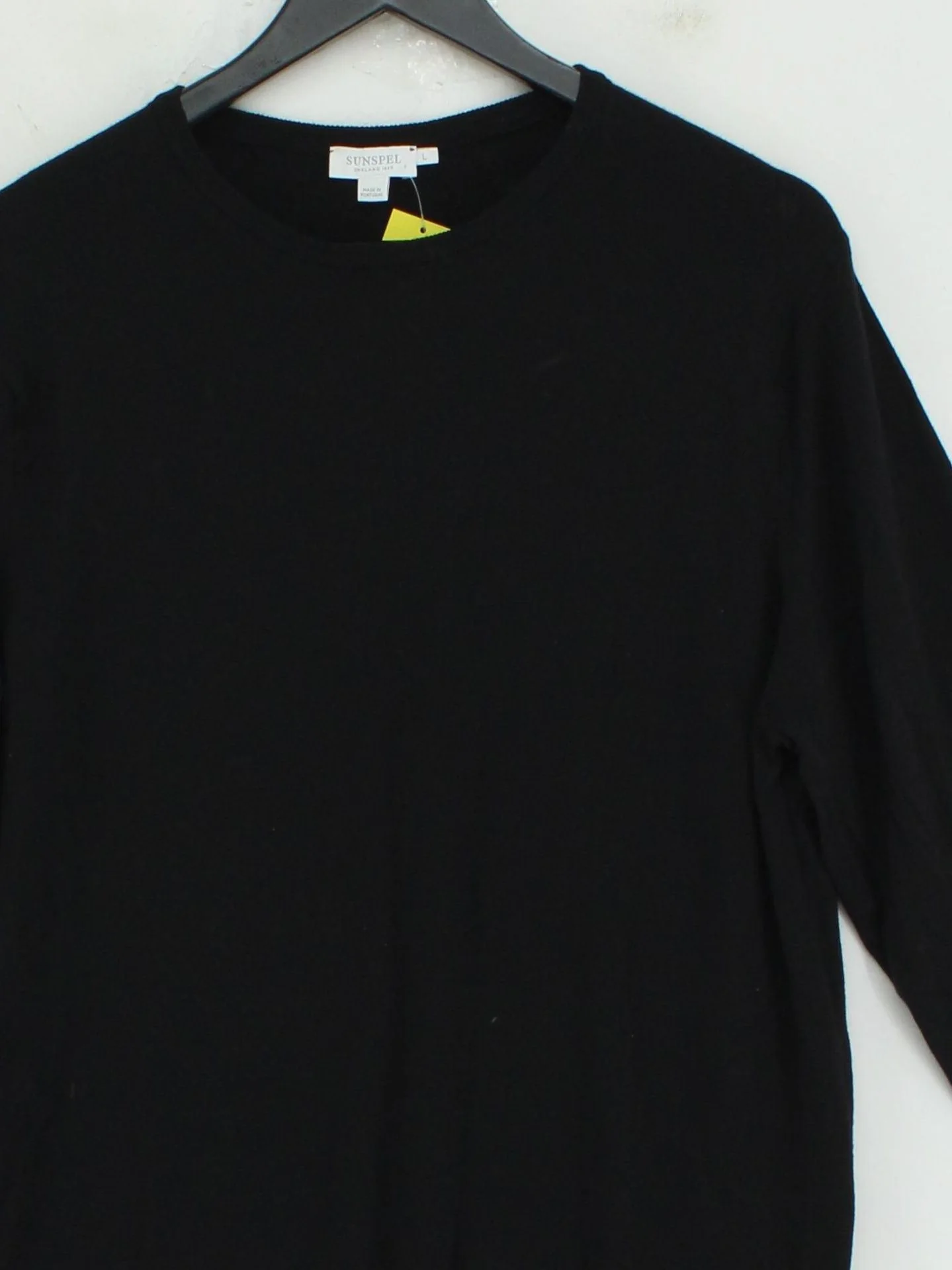 Sunspel Men's Jumper L Black 100% Wool Crew Neck Pullover - Image 3