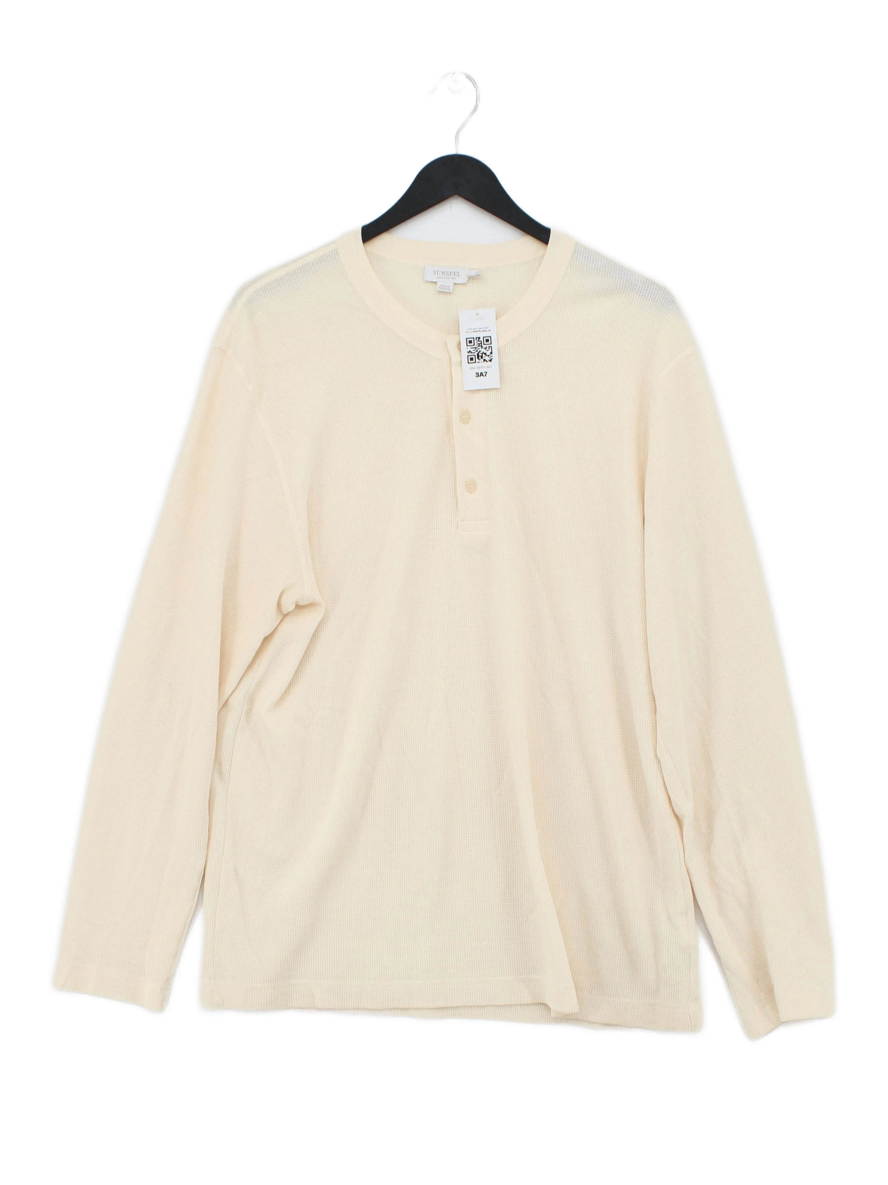 Sunspel Men's T-Shirt L Cream Cotton with Elastane Basic