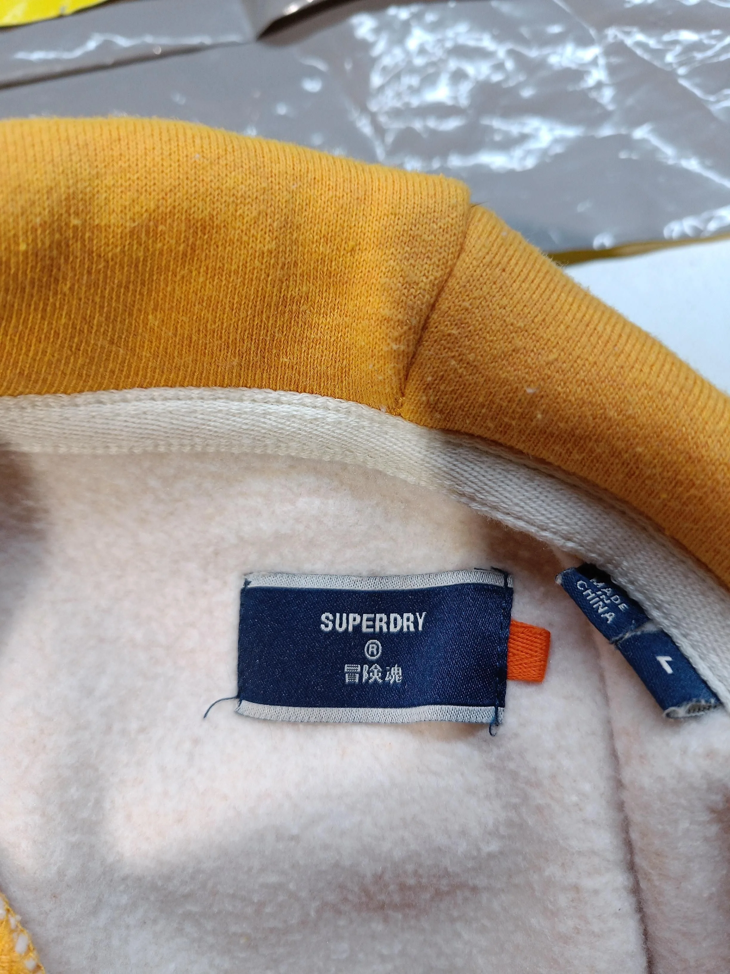 Superdry Men's Hoodie L Yellow Cotton with Polyester Pullover - Image 6
