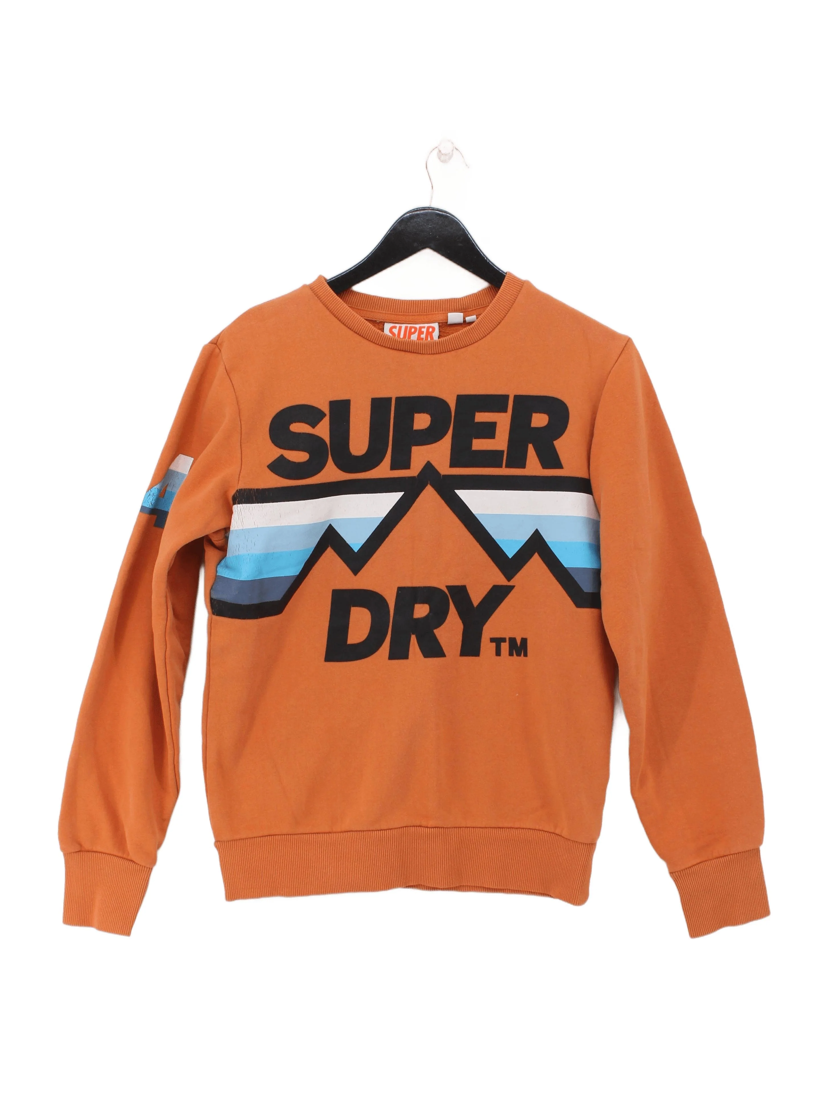 Superdry Men's Hoodie S Orange Graphic Cotton with Polyester Pullover
