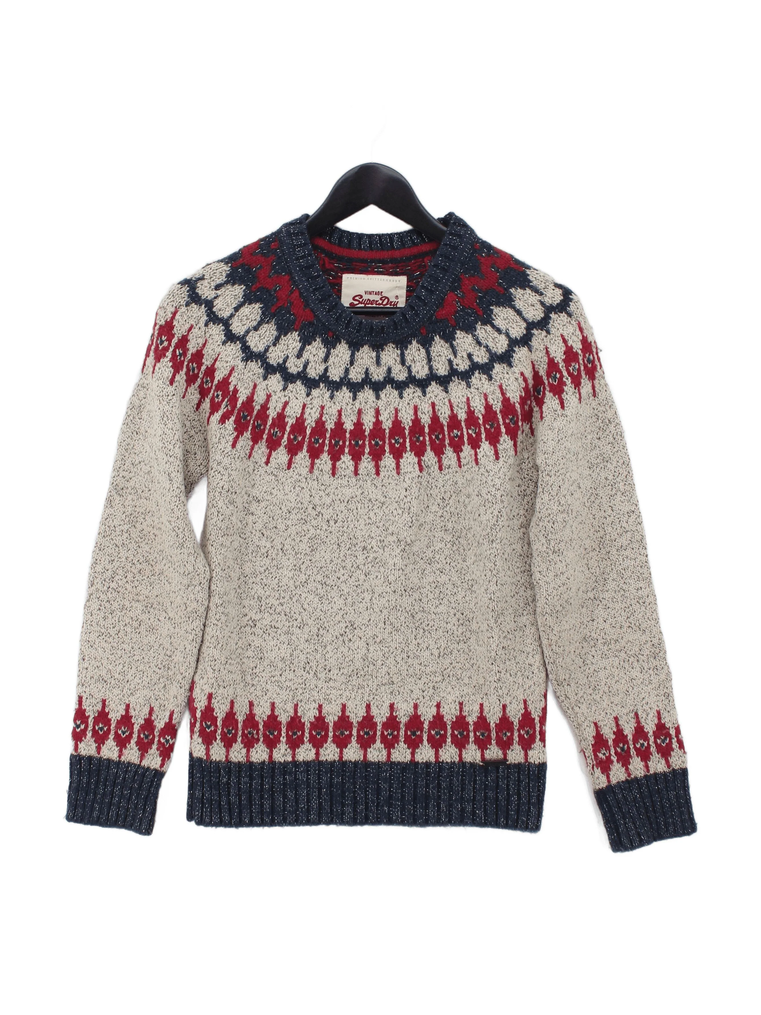 Superdry Men's Jumper S Multi 100% Wool Crew Neck Pullover