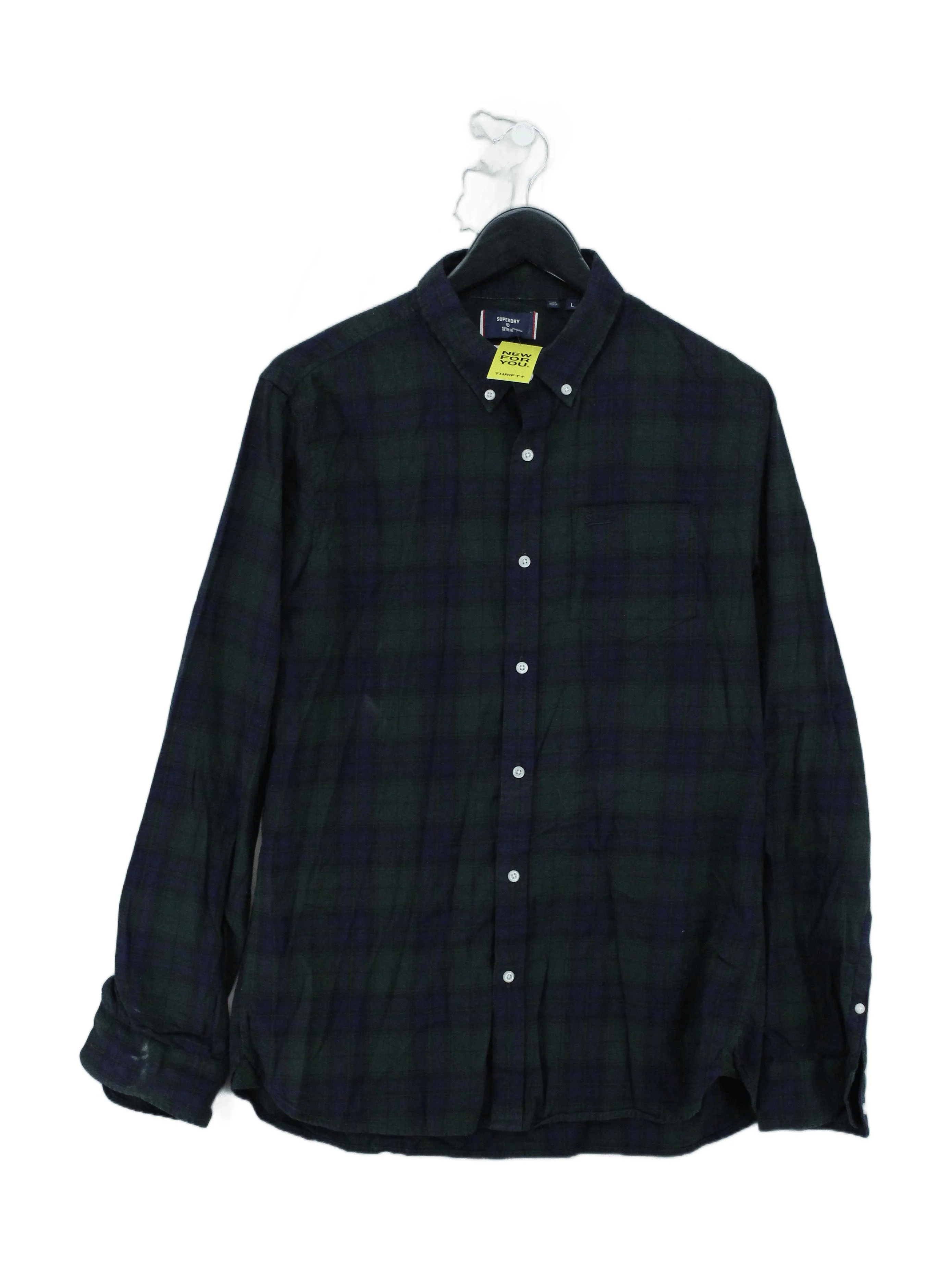 Superdry Men's Shirt L Multi Checkered 100% Cotton Basic