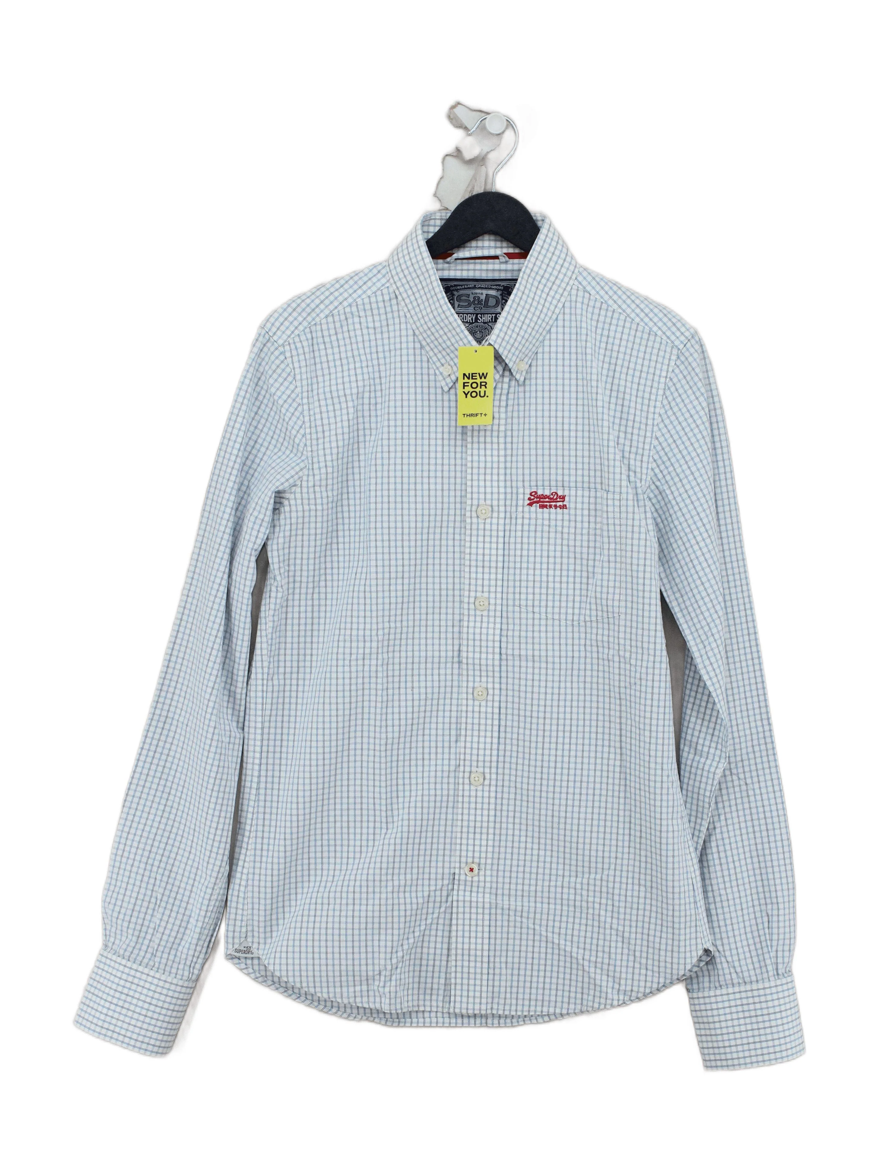 Superdry Men's Shirt M White Checkered 100% Cotton Basic
