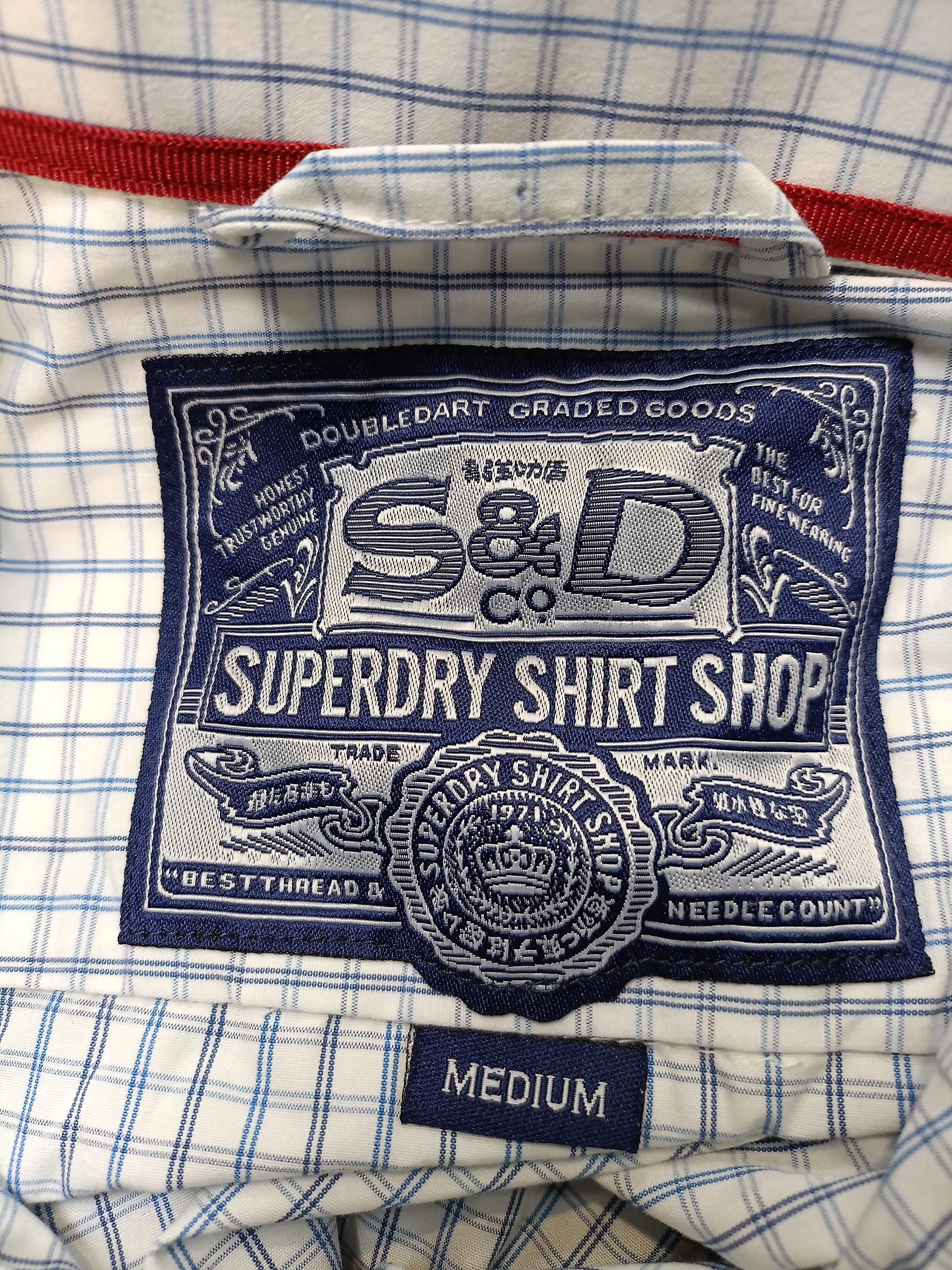 Superdry Men's Shirt M White Checkered 100% Cotton Basic - Image 5