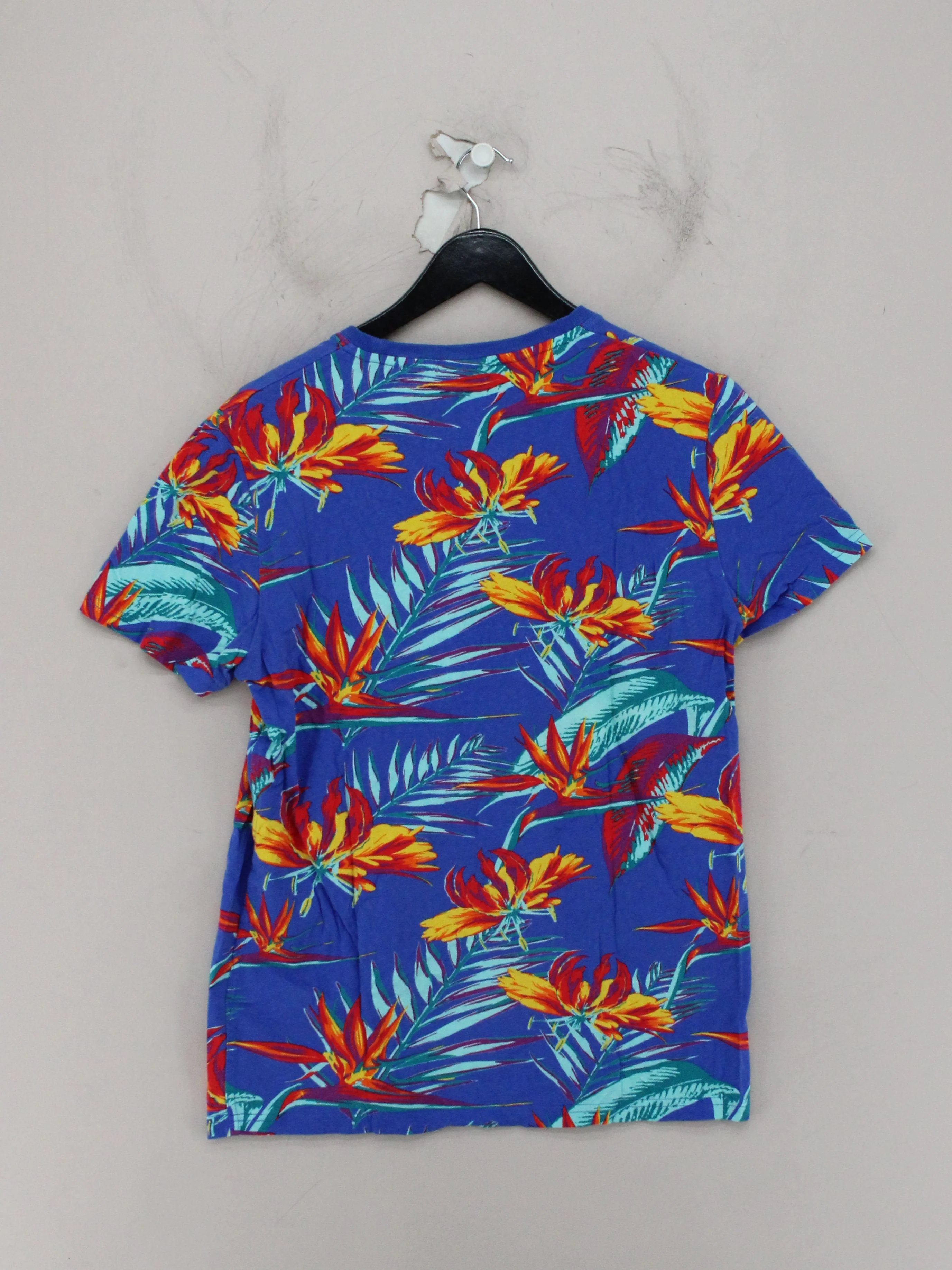 Superdry Men's T-Shirt L Blue Floral 100% Cotton Basic - Image 2