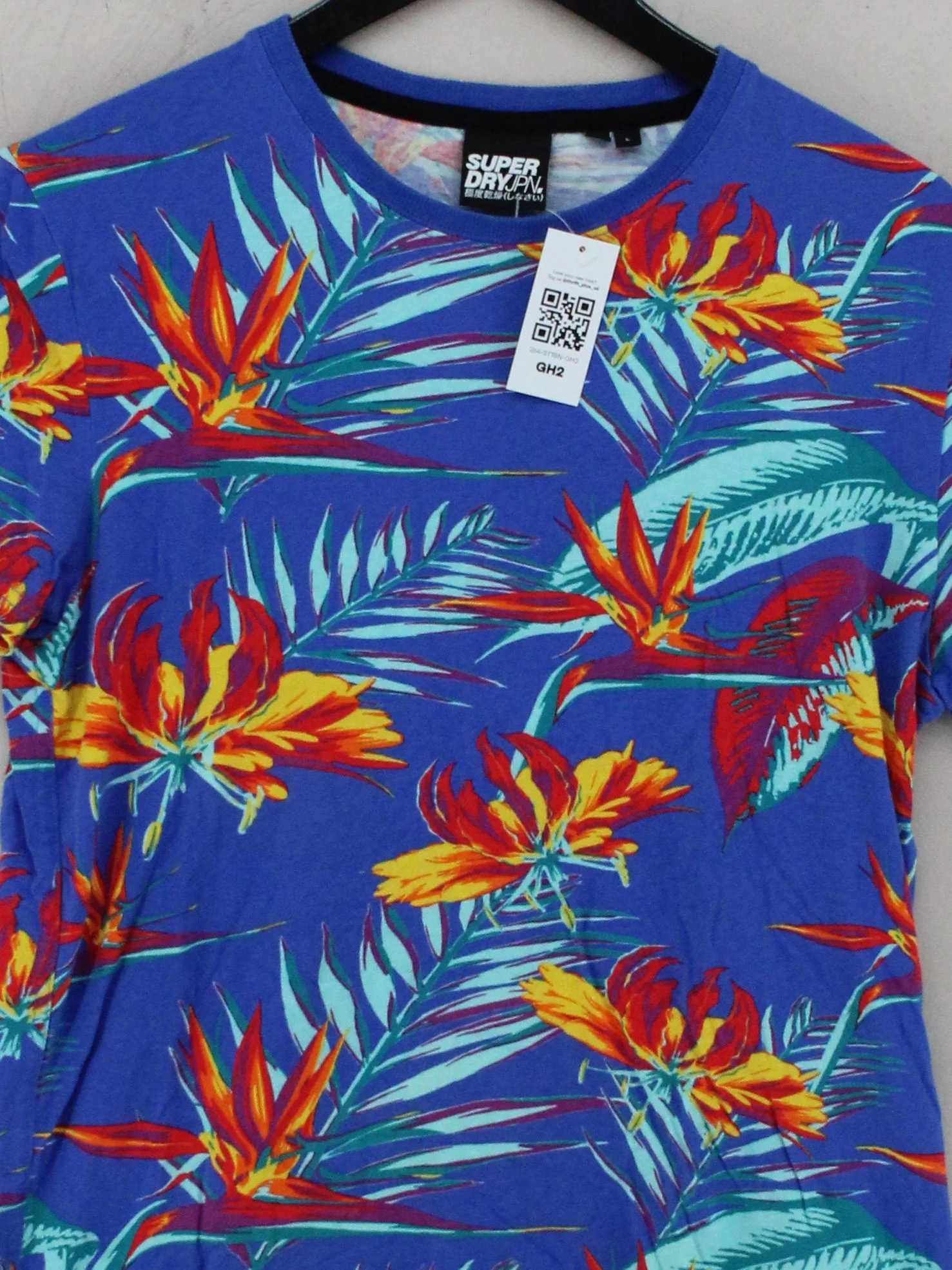Superdry Men's T-Shirt L Blue Floral 100% Cotton Basic - Image 3