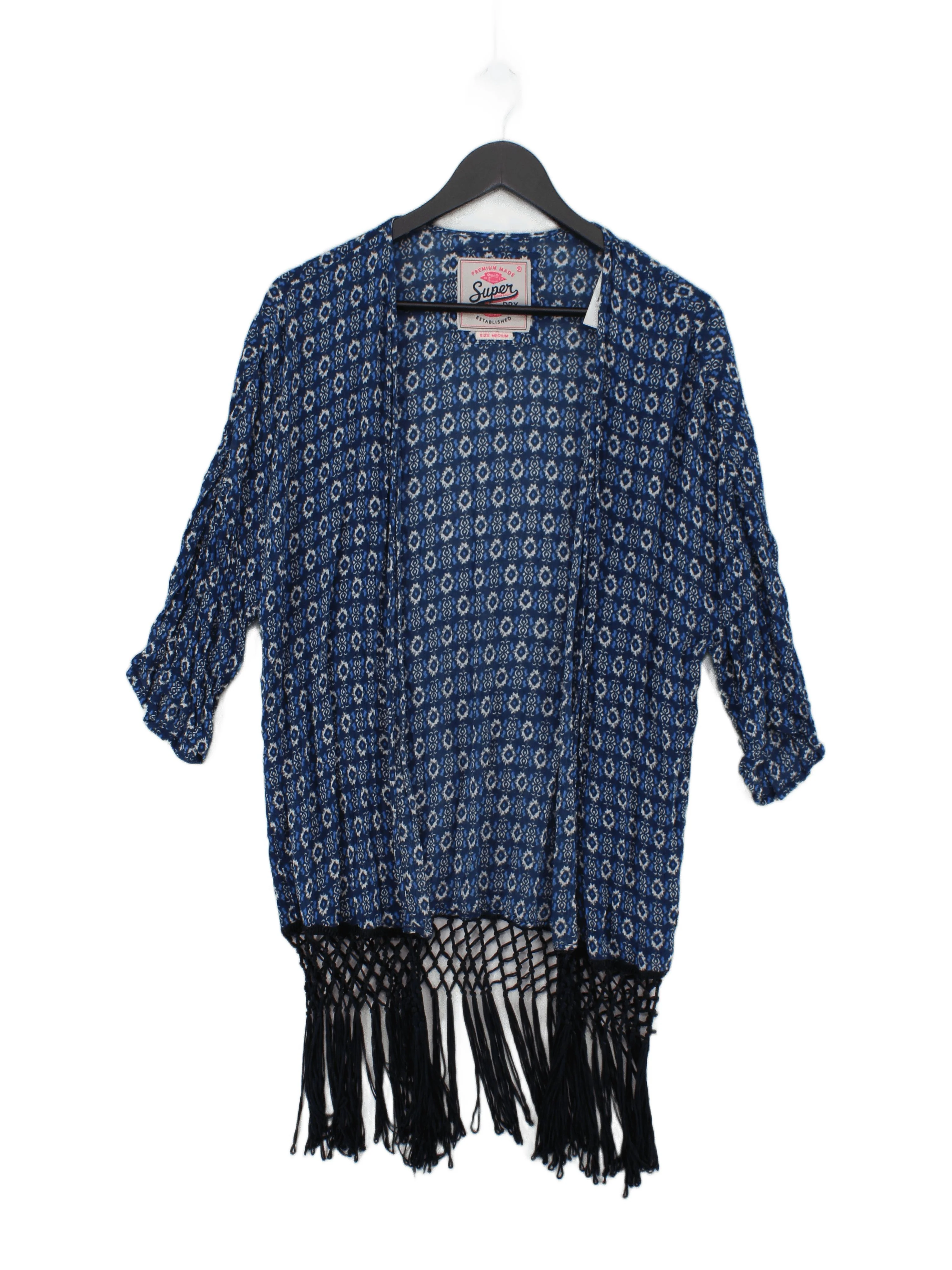 Superdry Women's Cardigan M Blue Geometric 100% Other V-Neck Cardigan