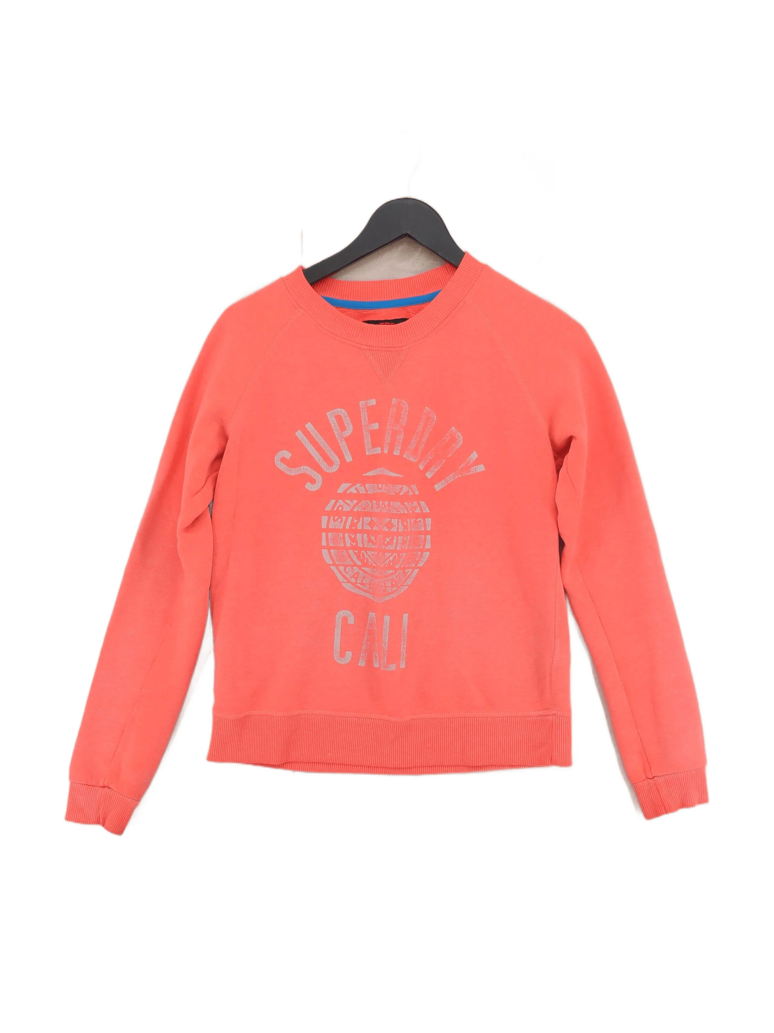 Superdry Women's Hoodie S Orange Graphic Cotton with Polyester Pullover