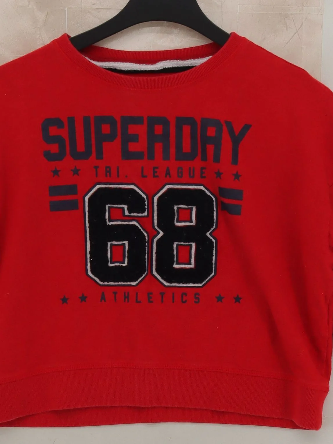 Superdry Women's Hoodie S Red Graphic Cotton with Polyester Pullover - Image 3