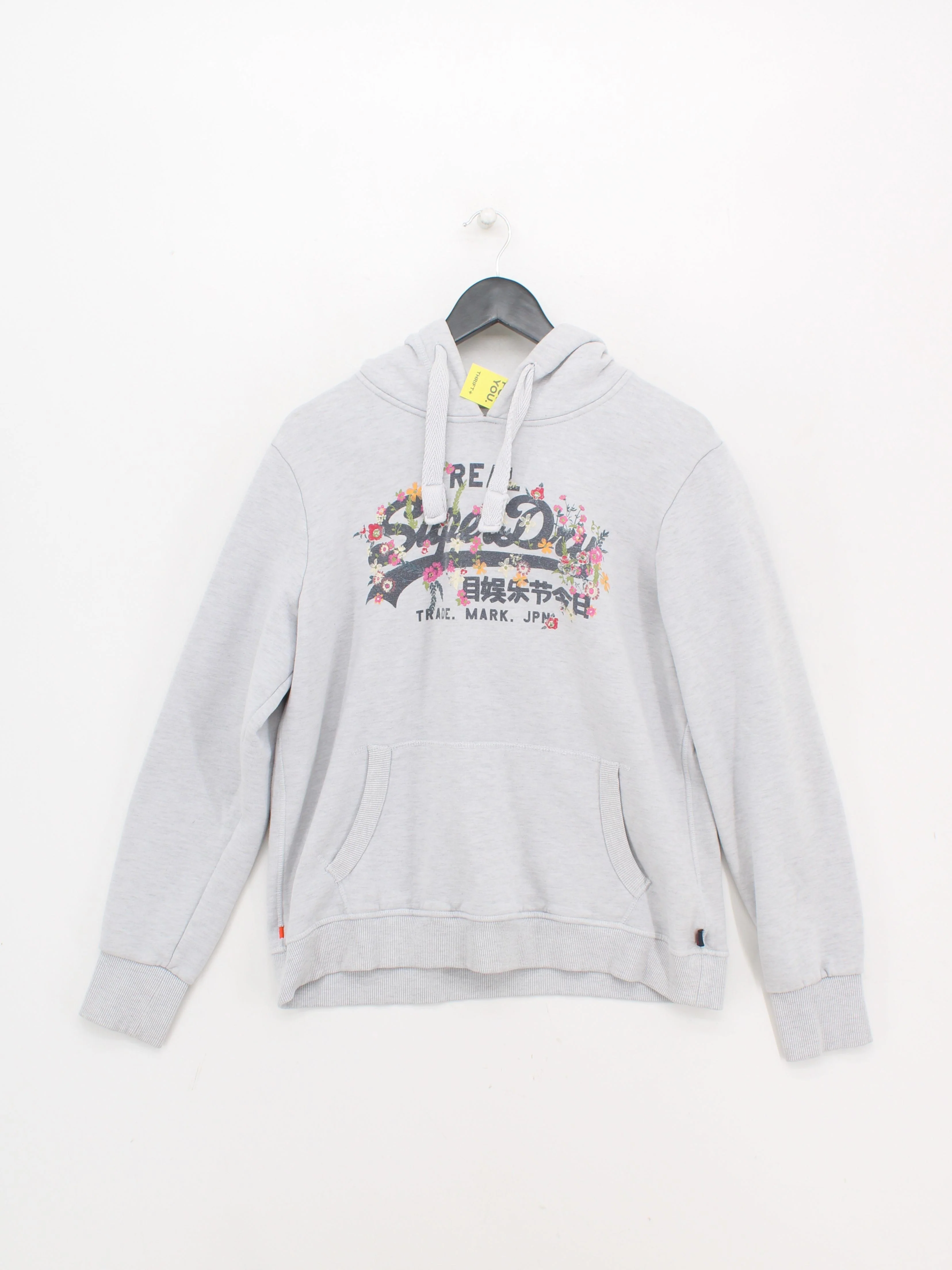 Superdry Women's Hoodie UK 16 Grey Graphic Cotton with Polyester Pullover - Image 2