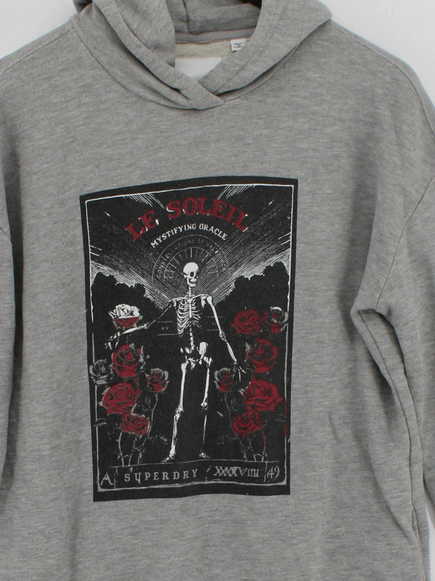Superdry Women's Hoodie UK 6 Grey Graphic Cotton with Polyester Pullover - Image 3