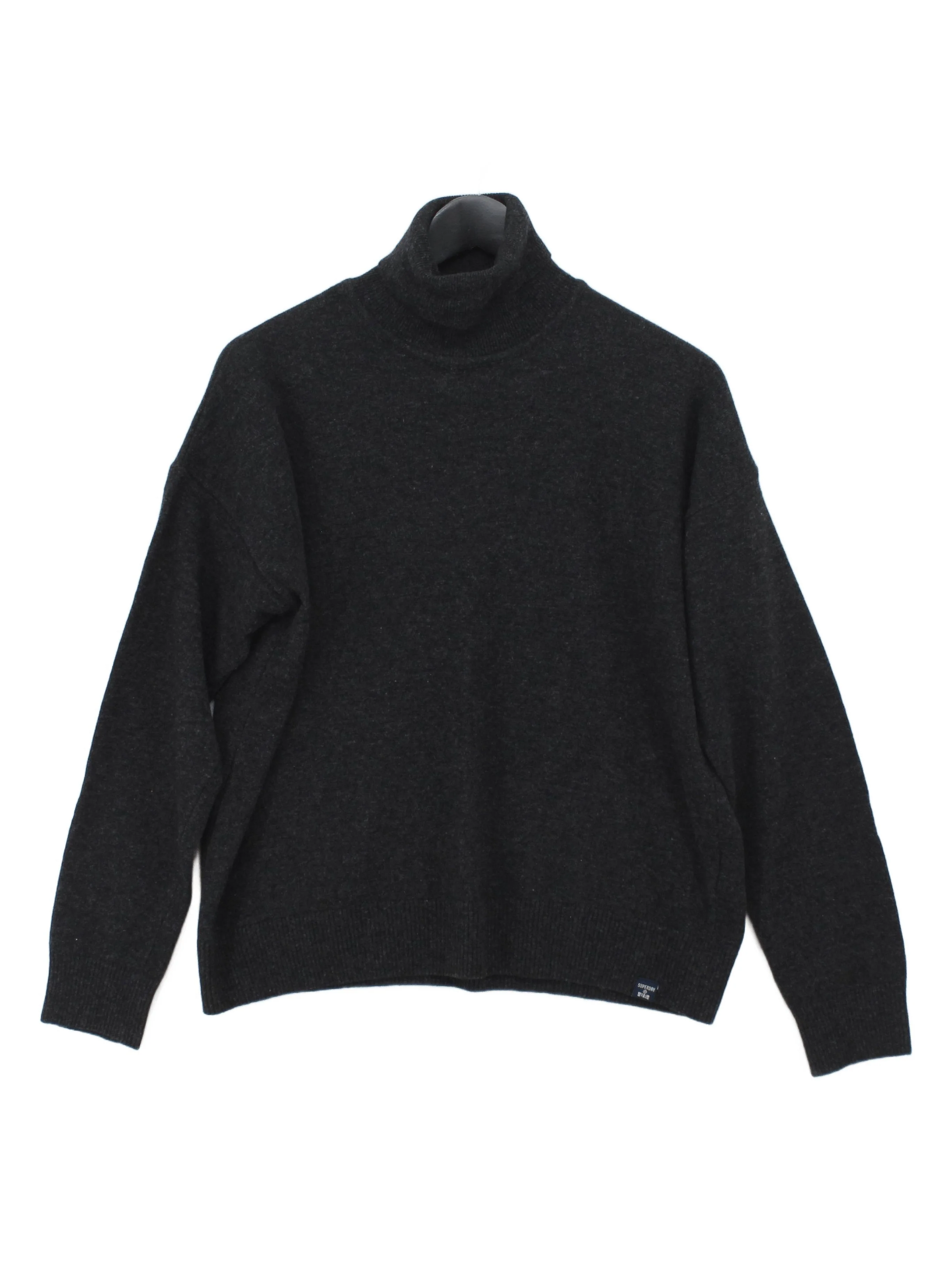 Superdry Women's Jumper UK 12 Grey Wool with Polyamide Roll Neck Pullover