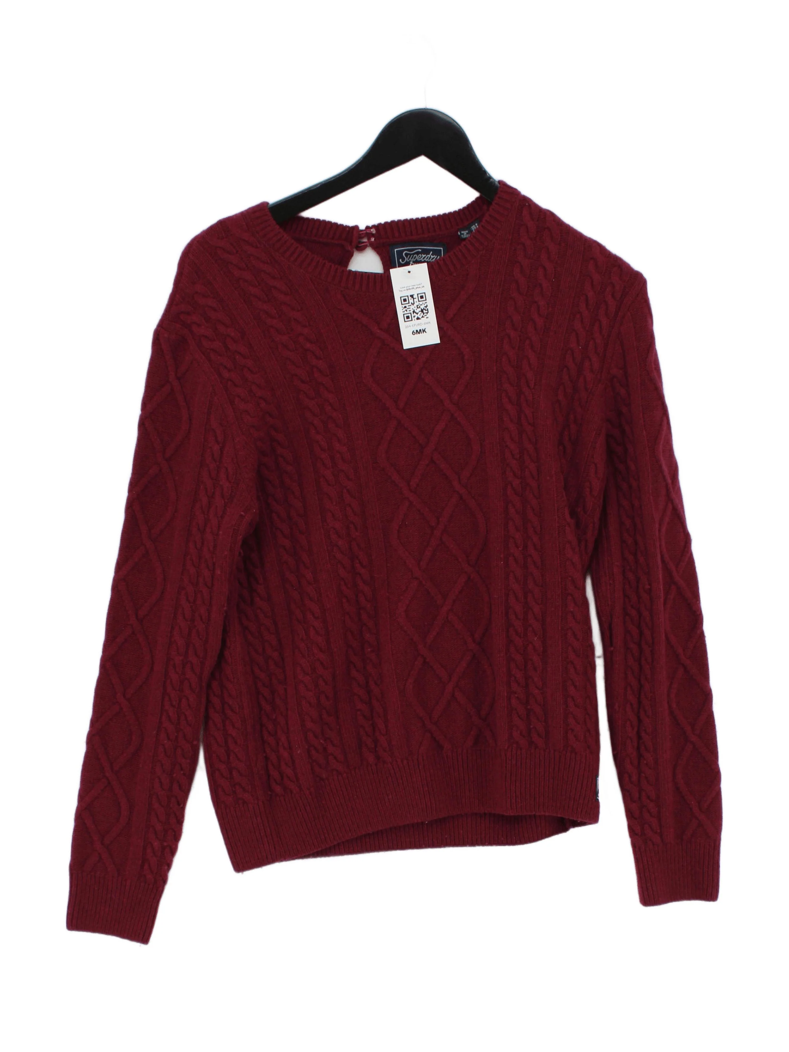 Superdry Women's Jumper UK 8 Red Wool with Polyamide, Viscose, Cashmere Pullover