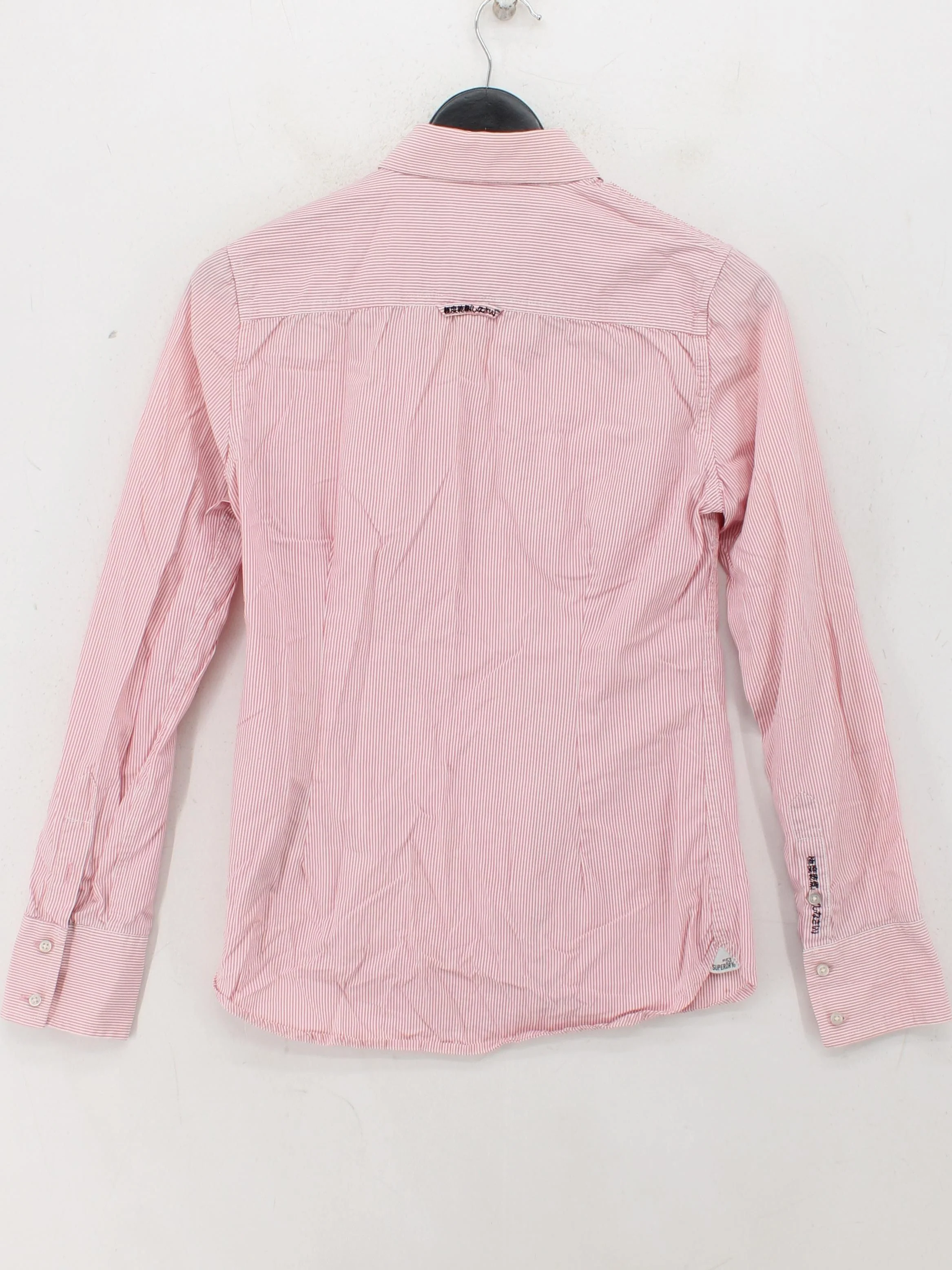 Superdry Women's Shirt S Pink Striped 100% Cotton Long Sleeve Collared Basic - Image 2