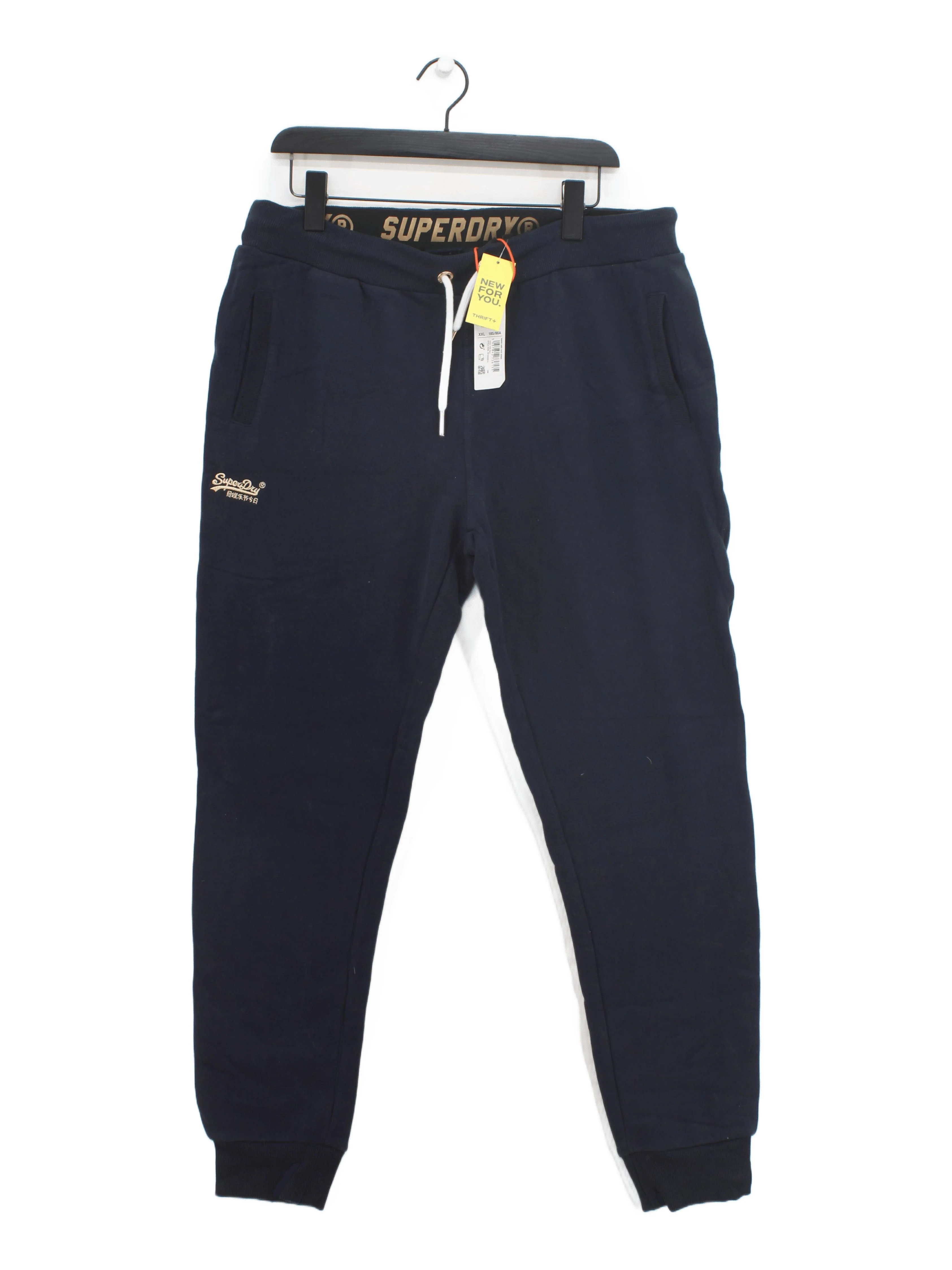 Superdry Women's Sports Bottoms UK 18 Blue Cotton with Polyester Sweatpants