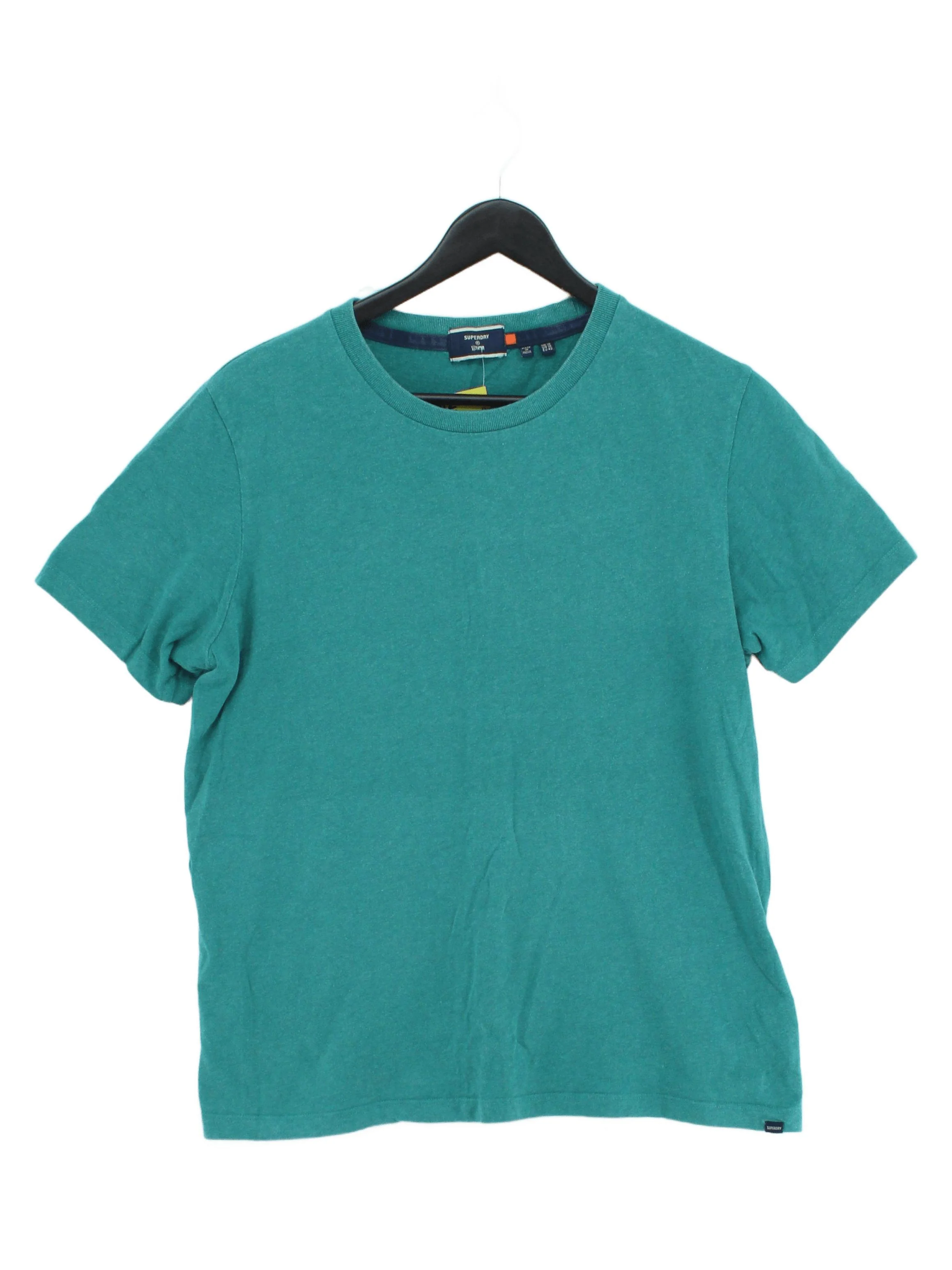 Superdry Women's T-Shirt UK 14 Green 100% Cotton Short Sleeve Round Neck Basic