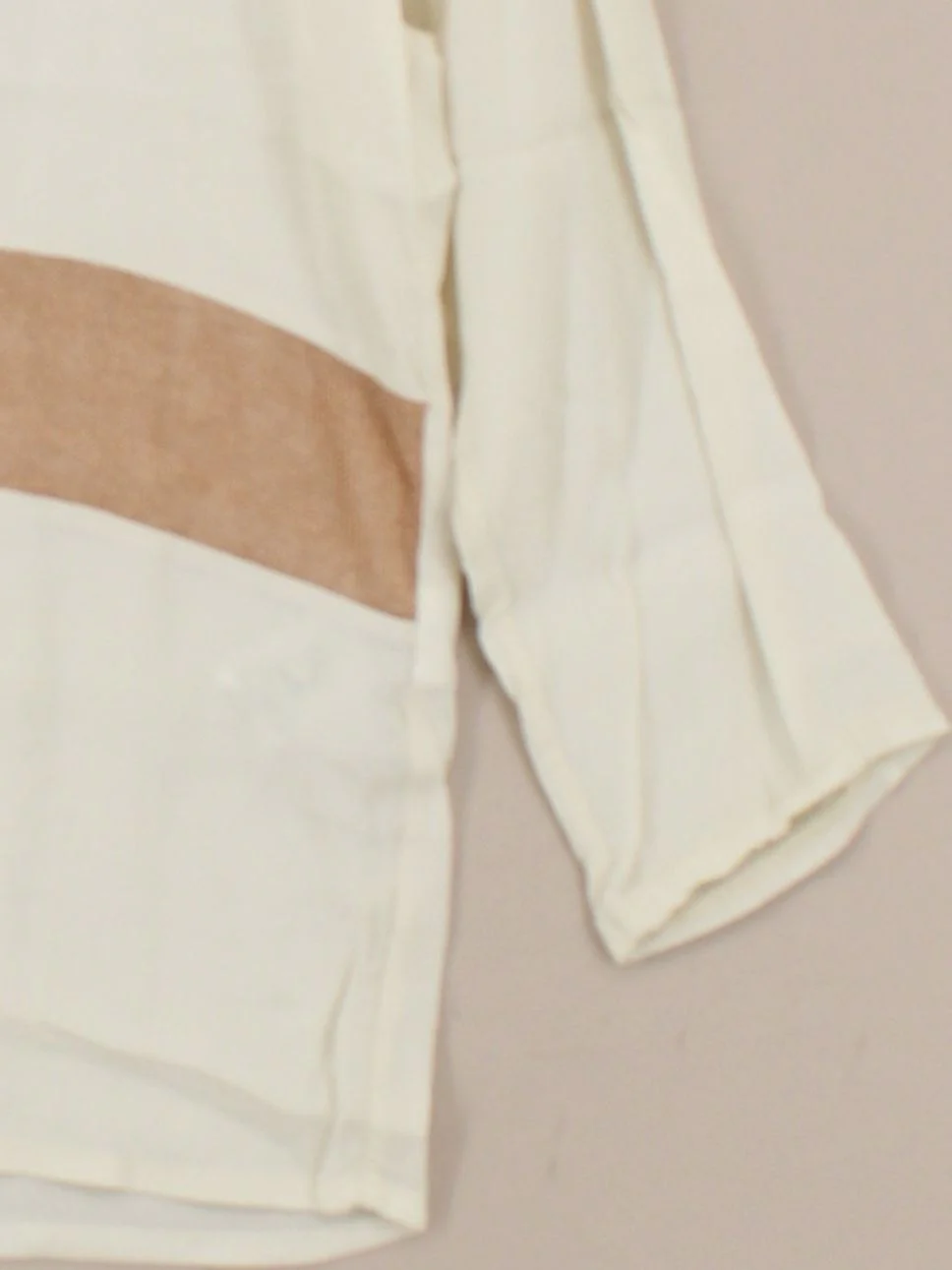 Suzy D Women's Blouse M Cream Viscose with Elastane 3/4 Sleeve Round Neck Basic - Image 4