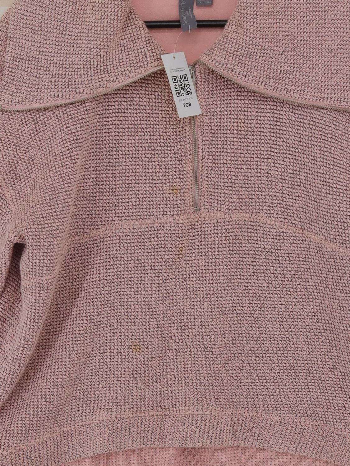 Sweaty Betty Women's Jumper M Pink Cotton with Polyester Collared Pullover - Image 3