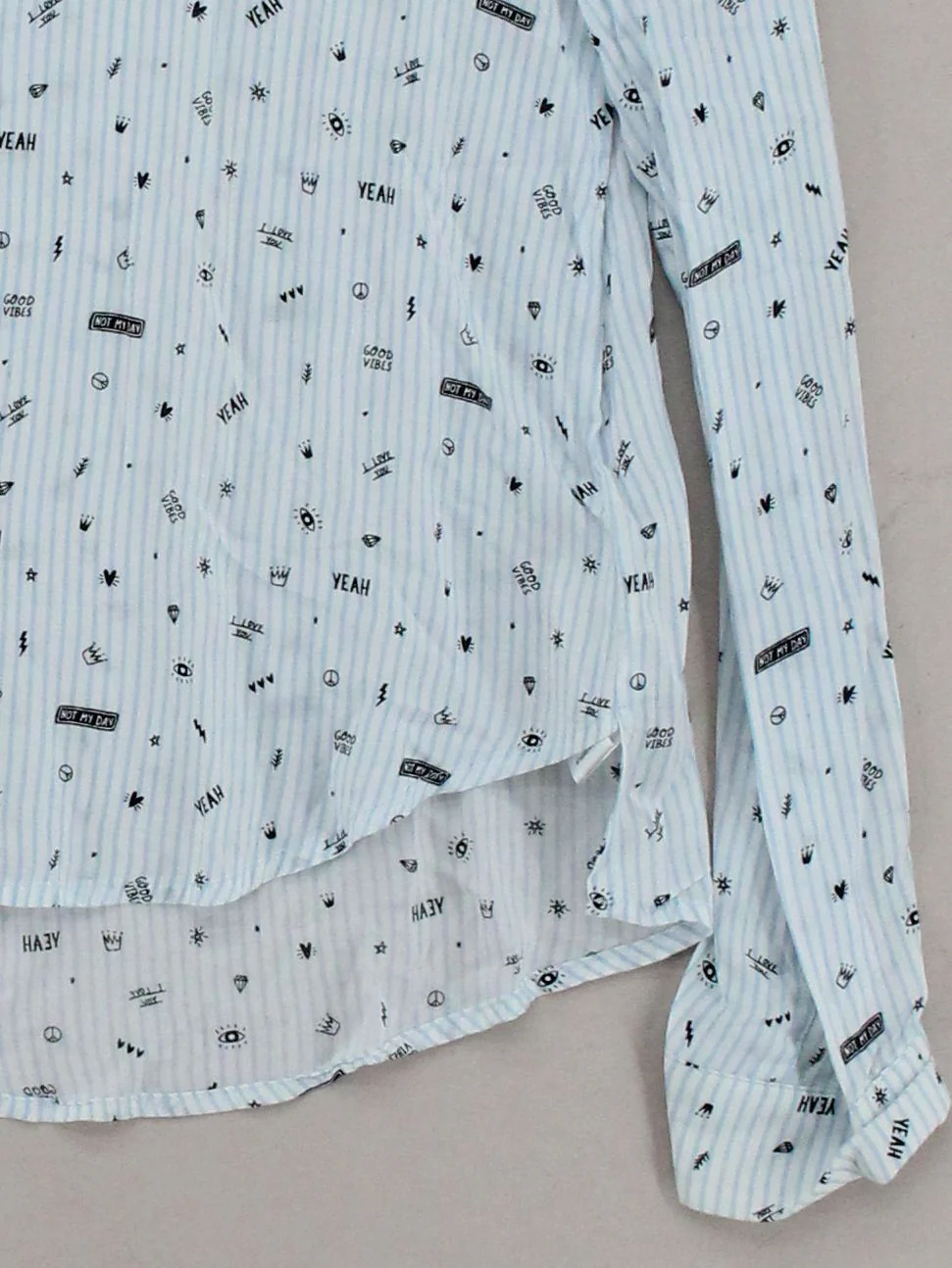 Sybilla Women's Shirt S Blue Graphic 100% Viscose Long Sleeve Collared Basic - Image 4