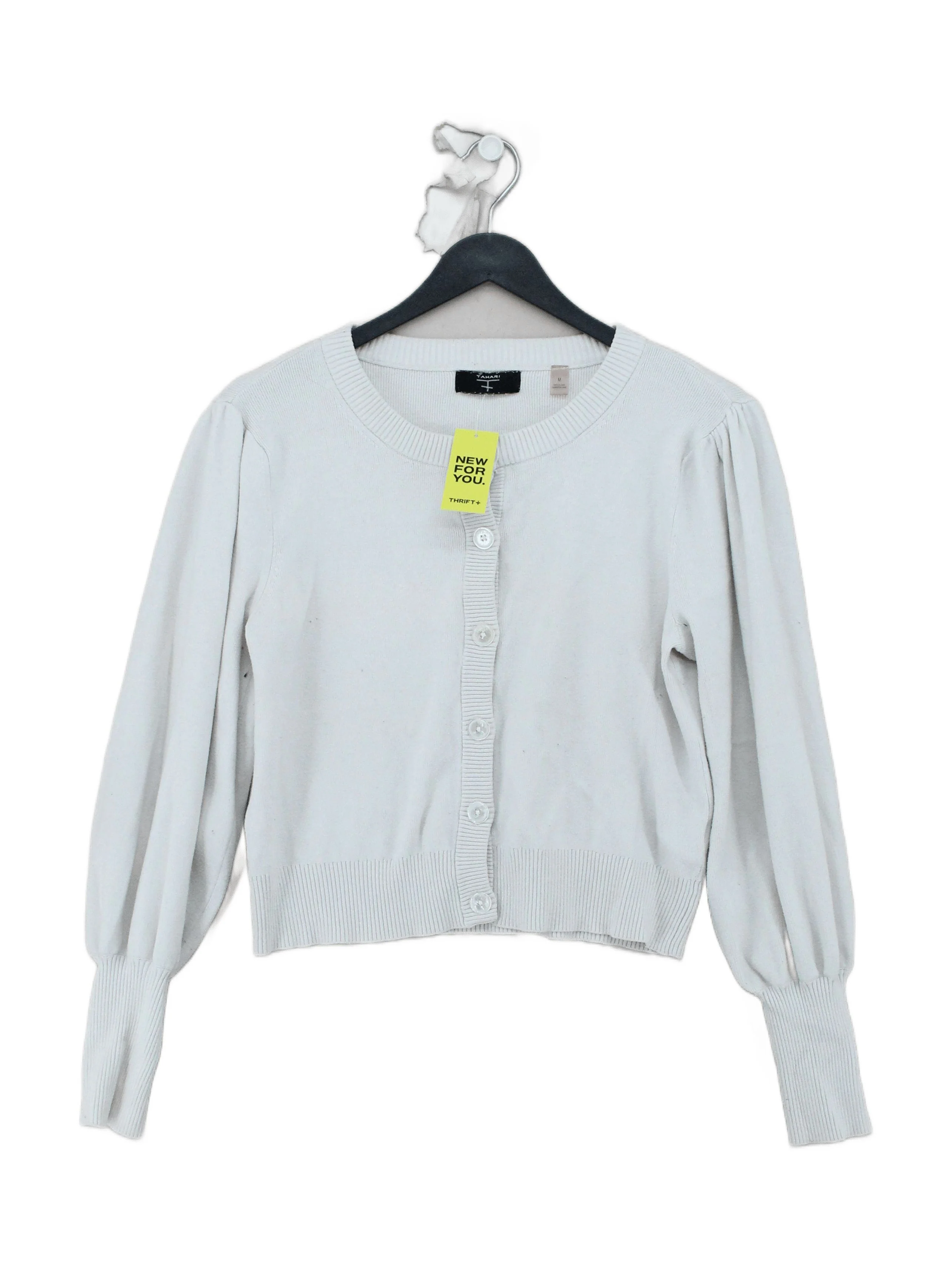 Tahari Women's Cardigan M Cream Viscose with Polyester, Nylon Cardigan