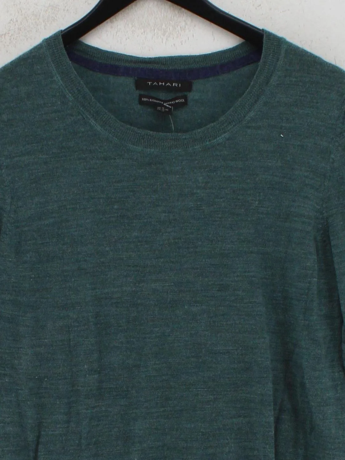 Tahari Women's Jumper XL Green 100% Wool Round Neck Pullover - Image 3