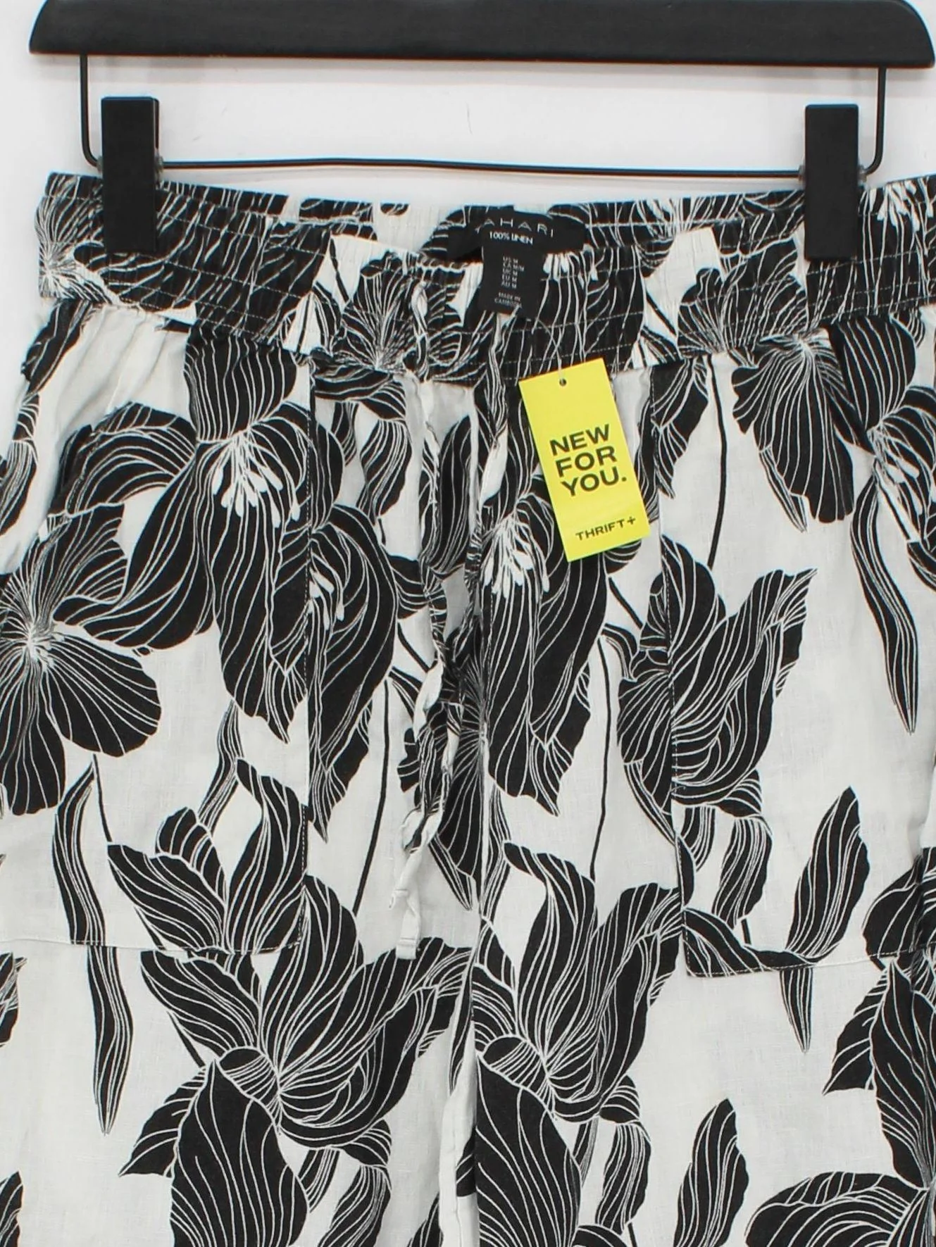 Tahari Women's Trousers M Multi Floral 100% Linen Wide-Leg Cropped - Image 3