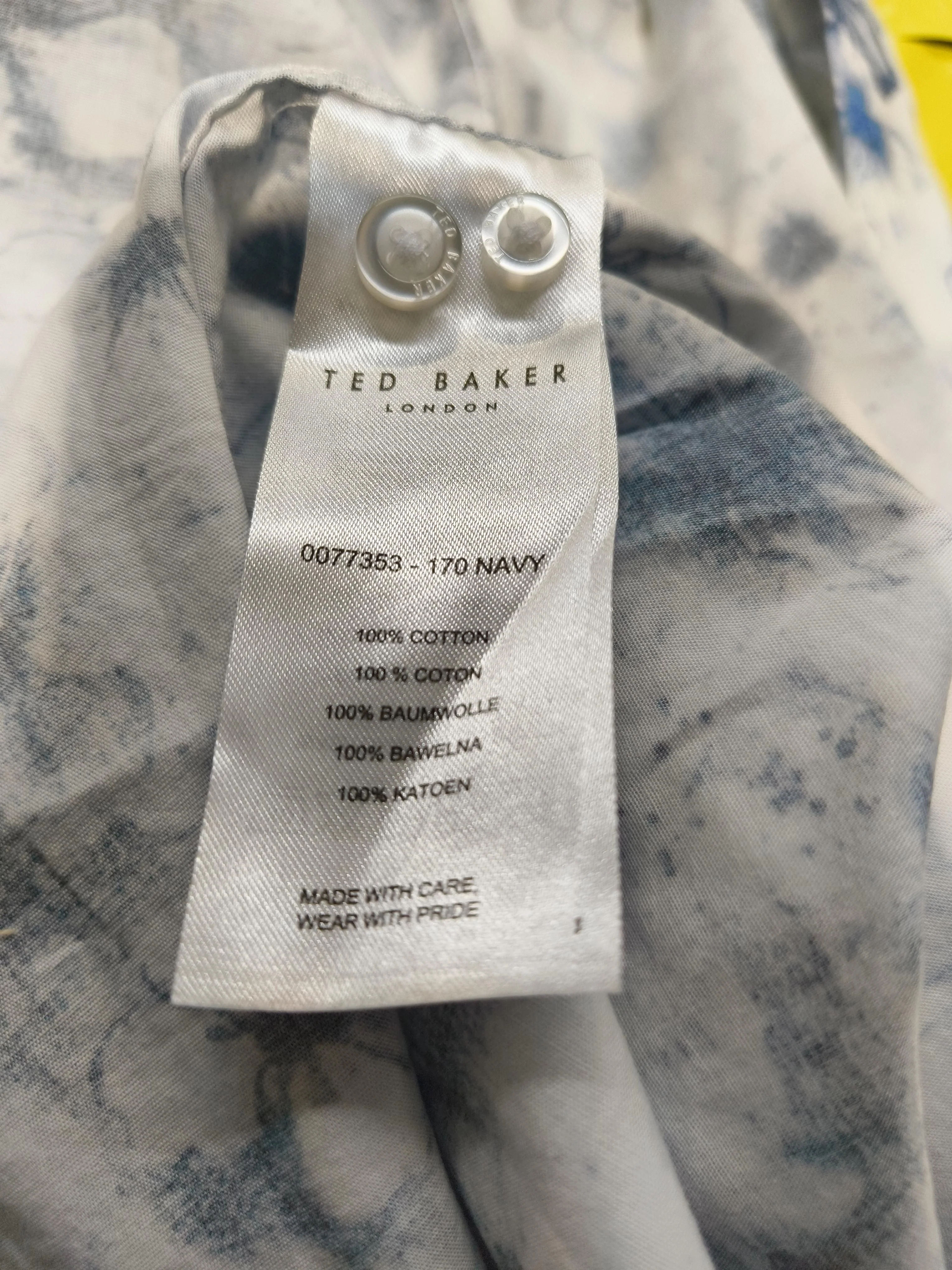 Ted Baker Men's Shirt Collar: 15.5 in Blue Floral 100% Cotton Basic - Image 6