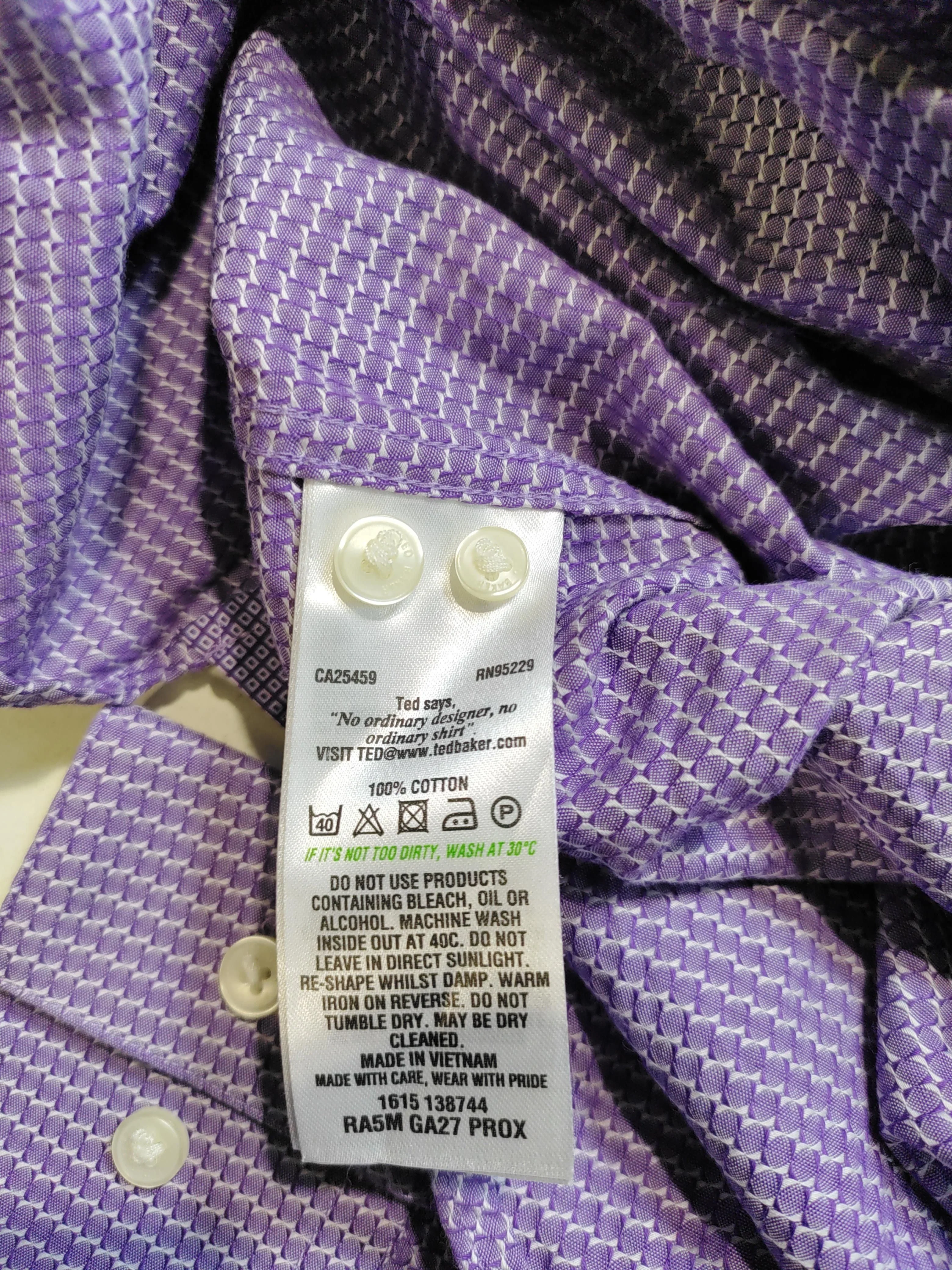 Ted Baker Men's Shirt Collar: 15.5 in Purple 100% Cotton Basic - Image 6