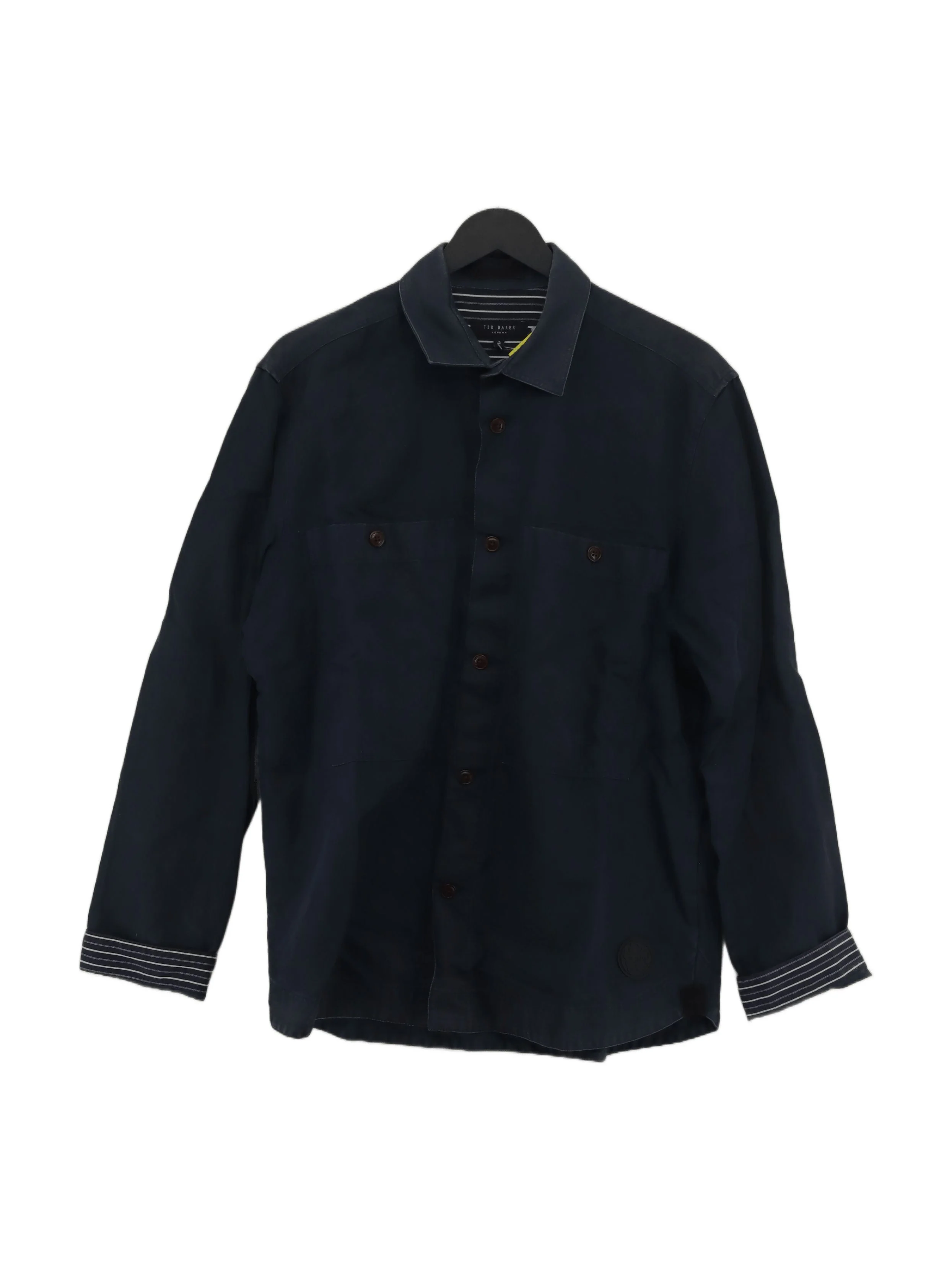 Ted Baker Men's Shirt M Blue Cotton with Linen Basic