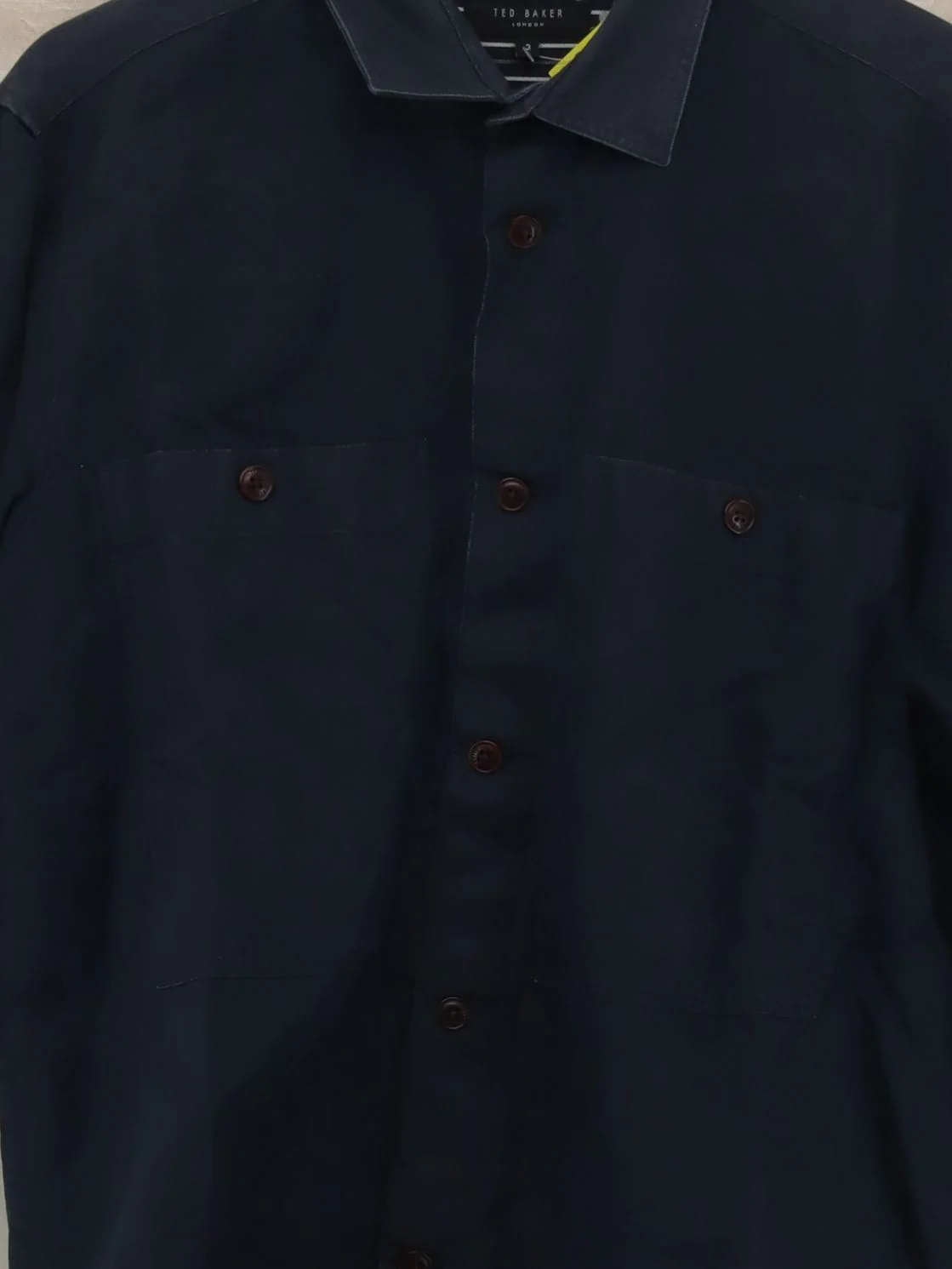 Ted Baker Men's Shirt M Blue Cotton with Linen Basic - Image 3