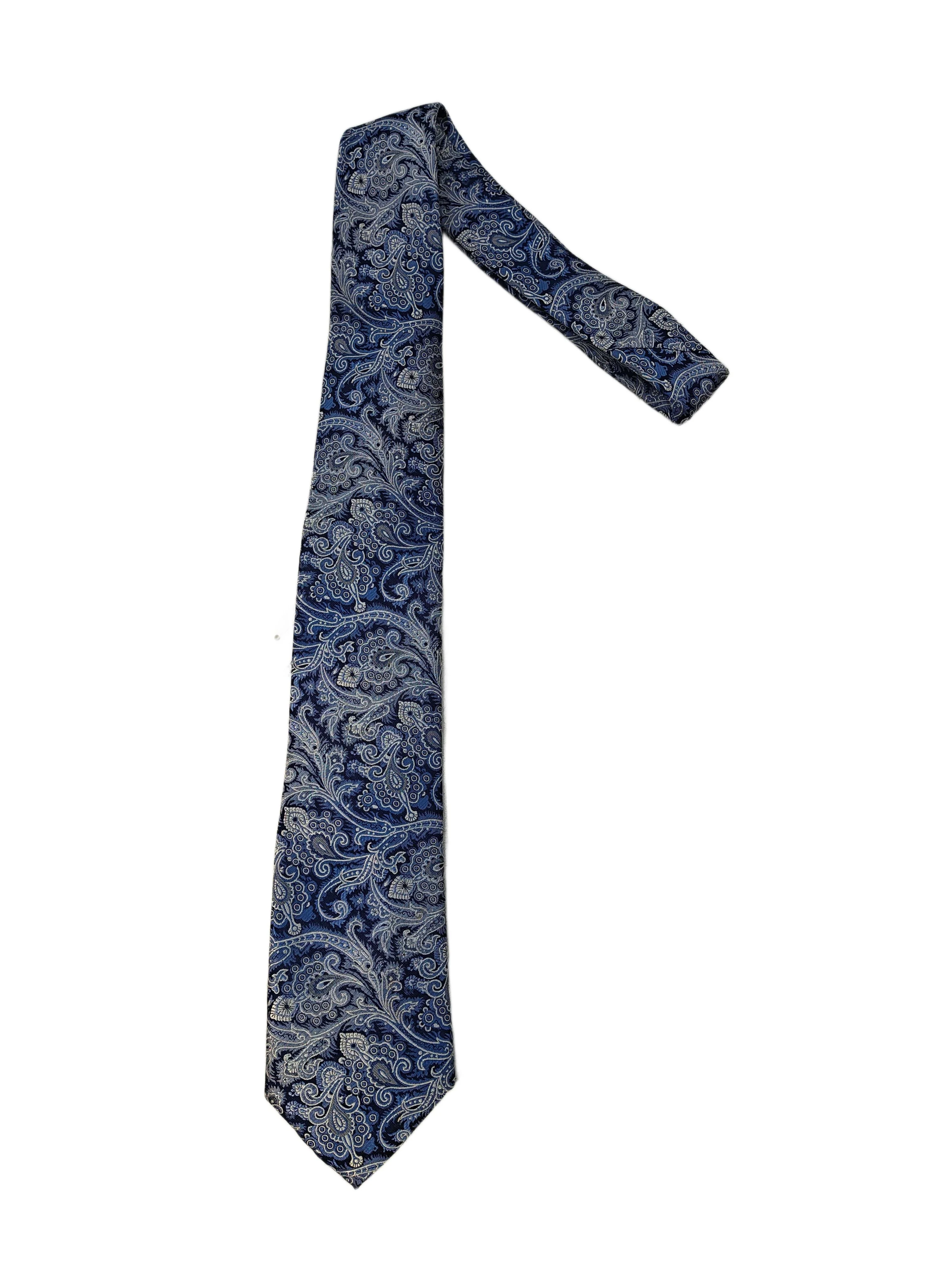 Ted Baker Men's Tie Blue Paisley 100% Silk