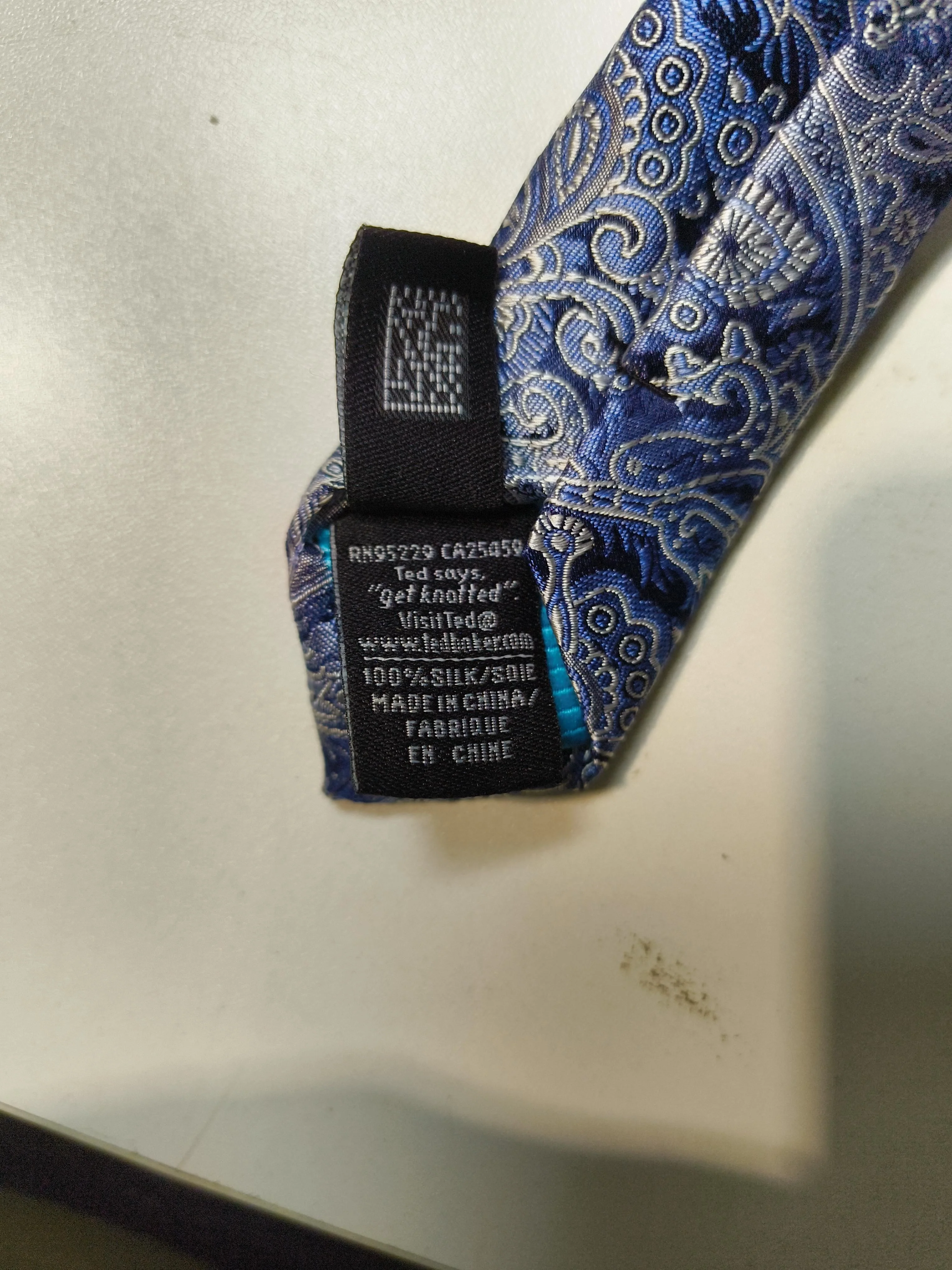 Ted Baker Men's Tie Blue Paisley 100% Silk - Image 6
