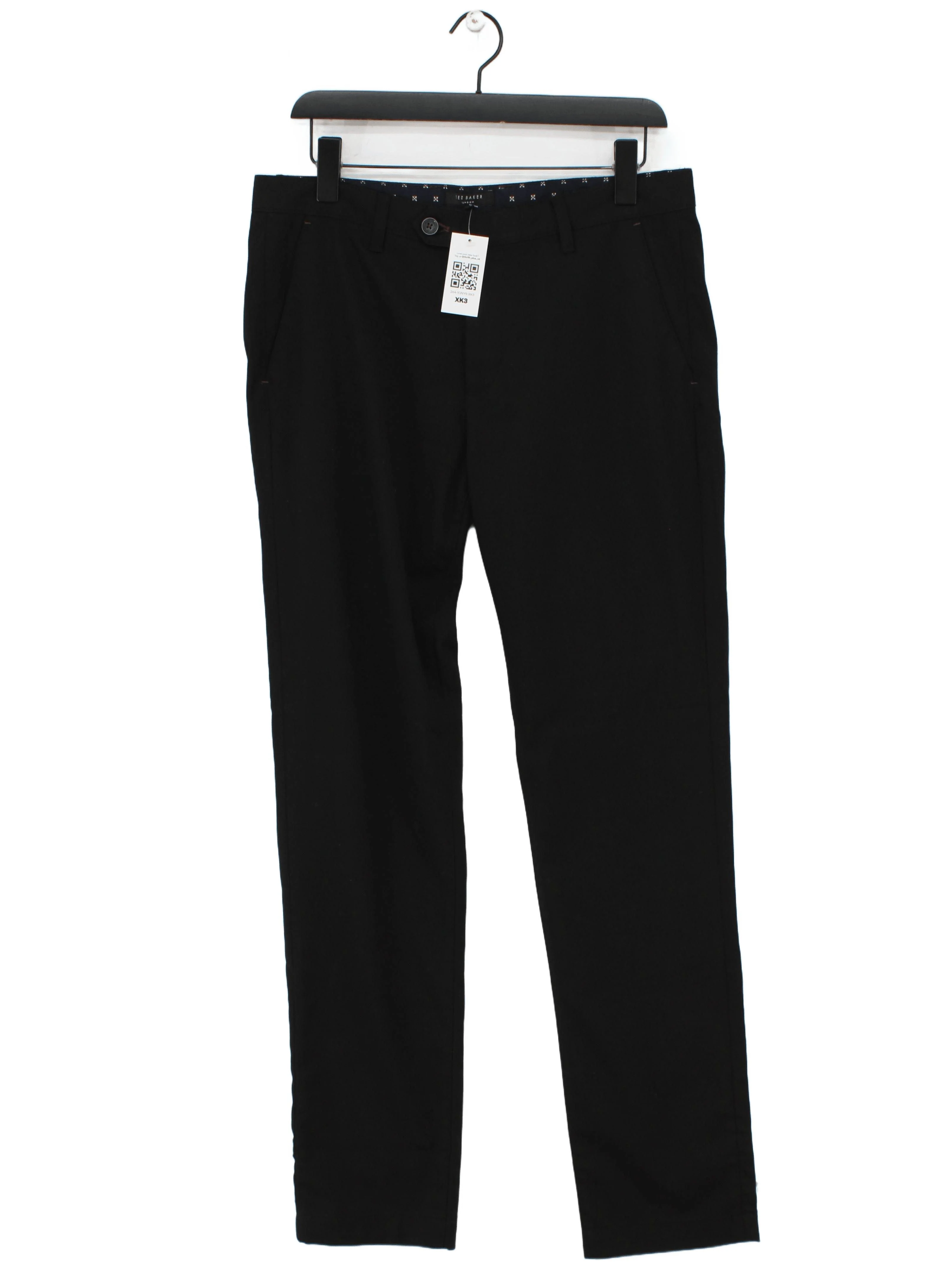 Ted Baker Men's Trousers W 32 in Black Polyester with Viscose, Elastane Chino