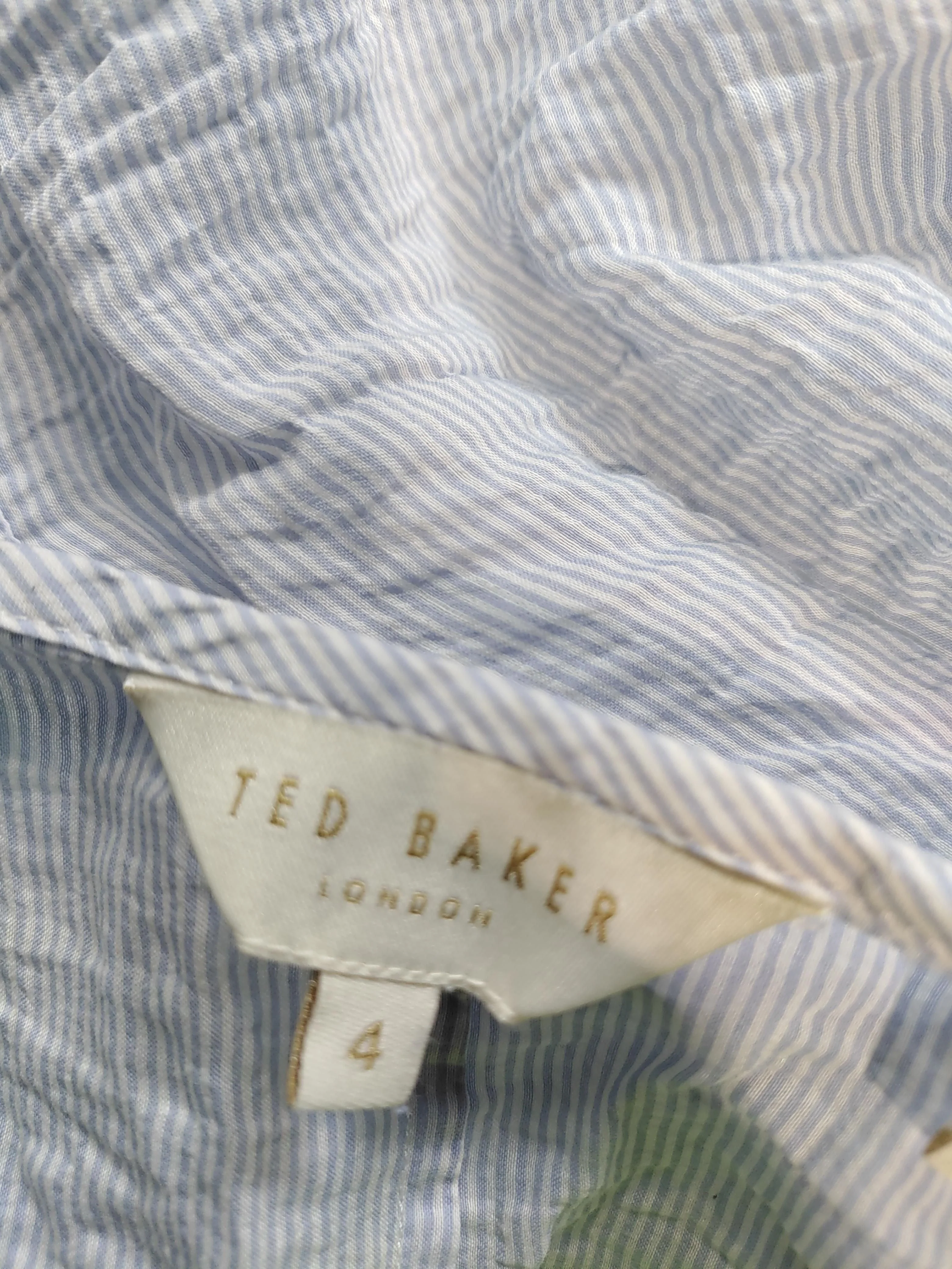 Ted Baker Women's Blouse UK 14 Blue Cotton with Silk, Elastane Basic - Image 5