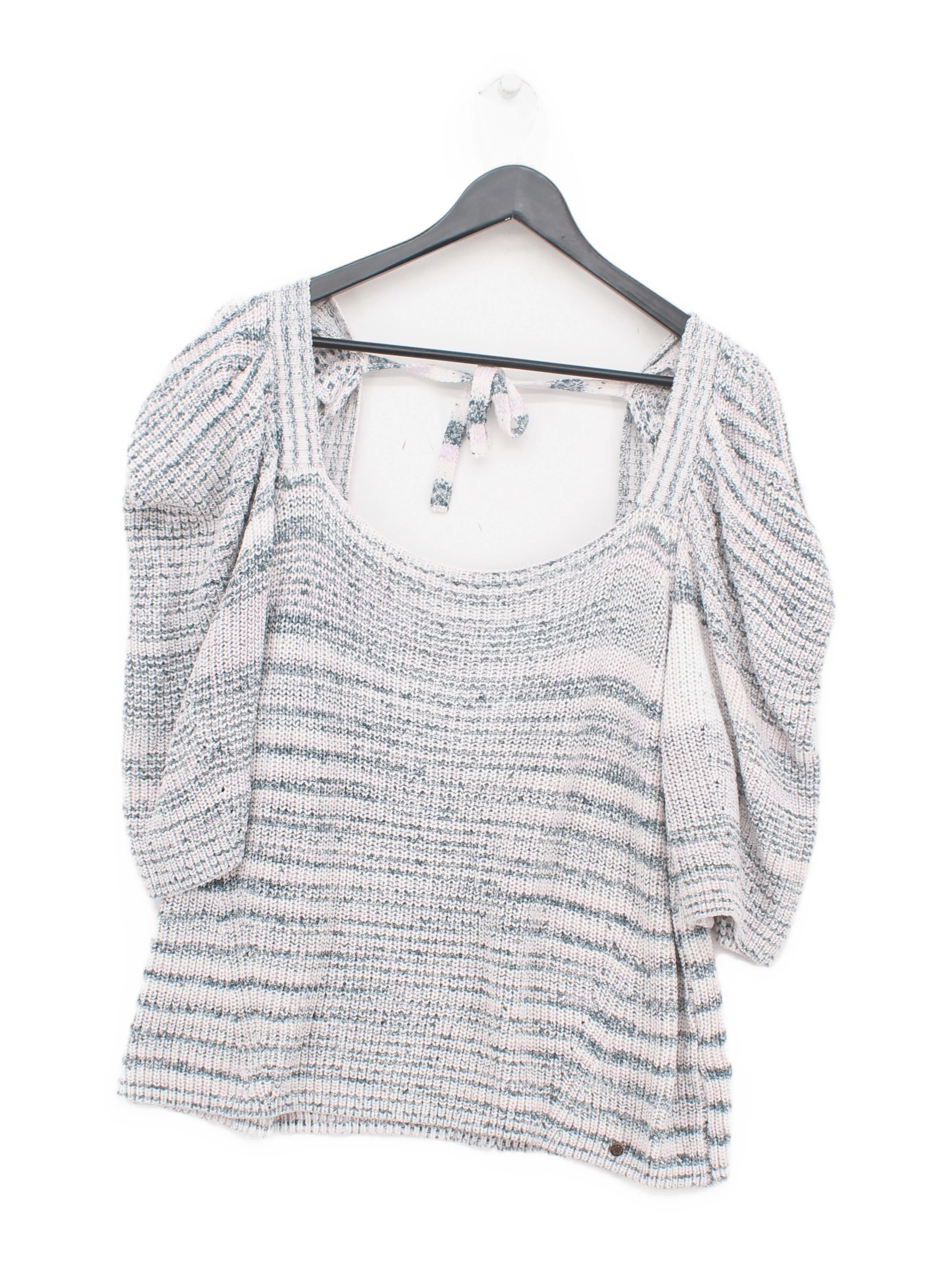 Ted Baker Women's Jumper UK 14 Multi Striped 100% Cotton Square Neck Pullover