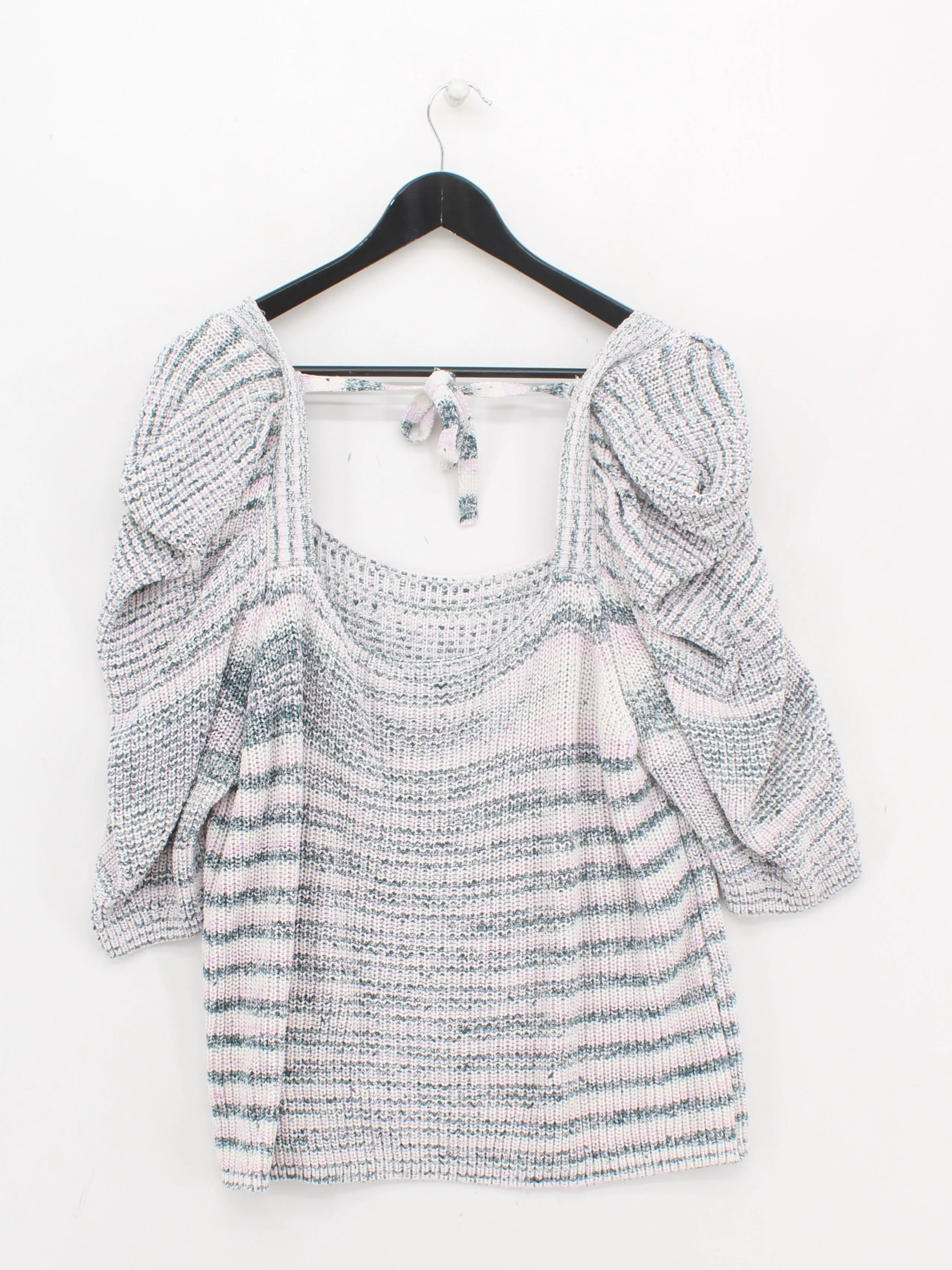 Ted Baker Women's Jumper UK 14 Multi Striped 100% Cotton Square Neck Pullover - Image 2