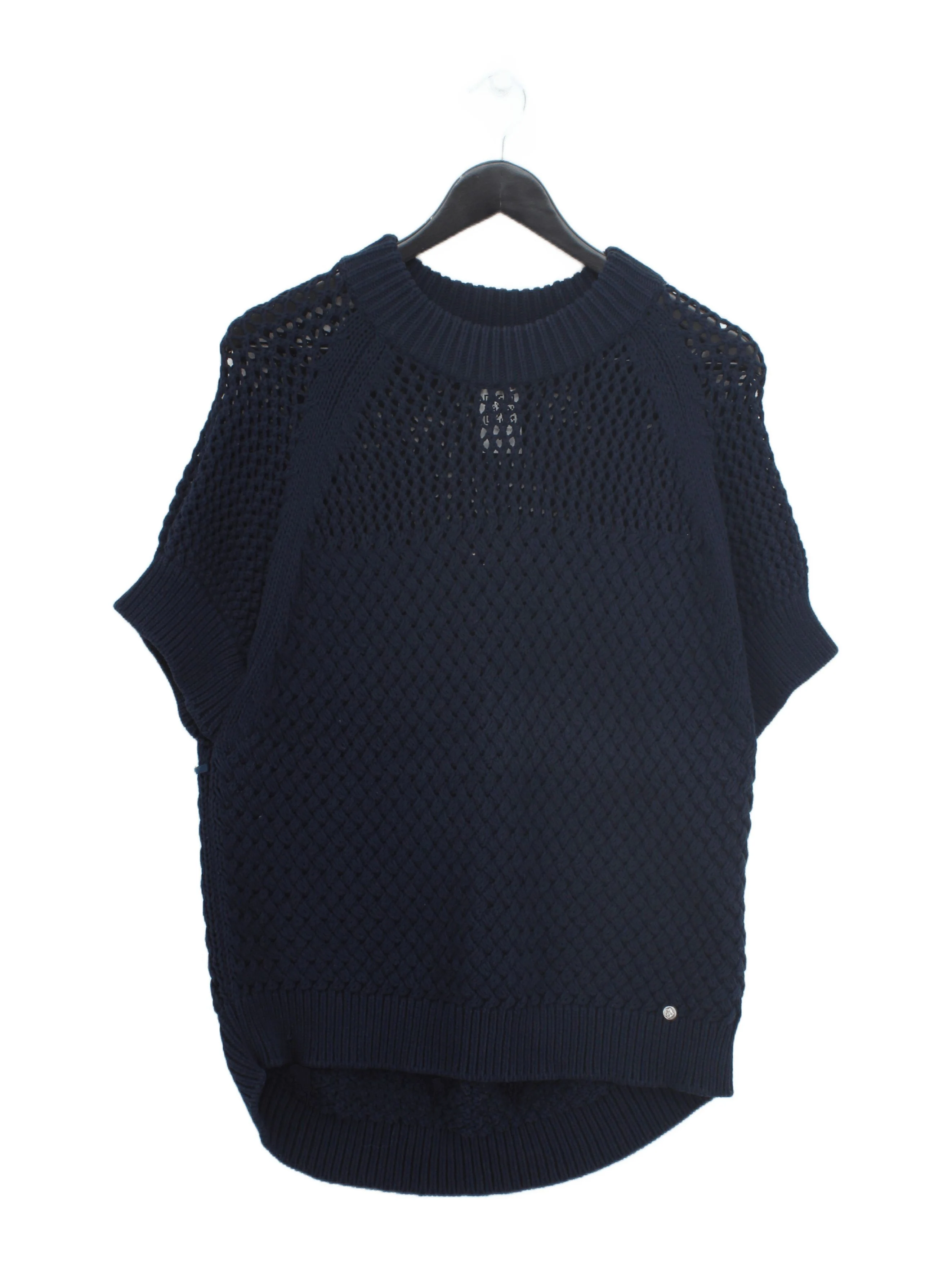 Ted Baker Women's Jumper UK 16 Blue Cotton with Polyamide Round Neck Pullover