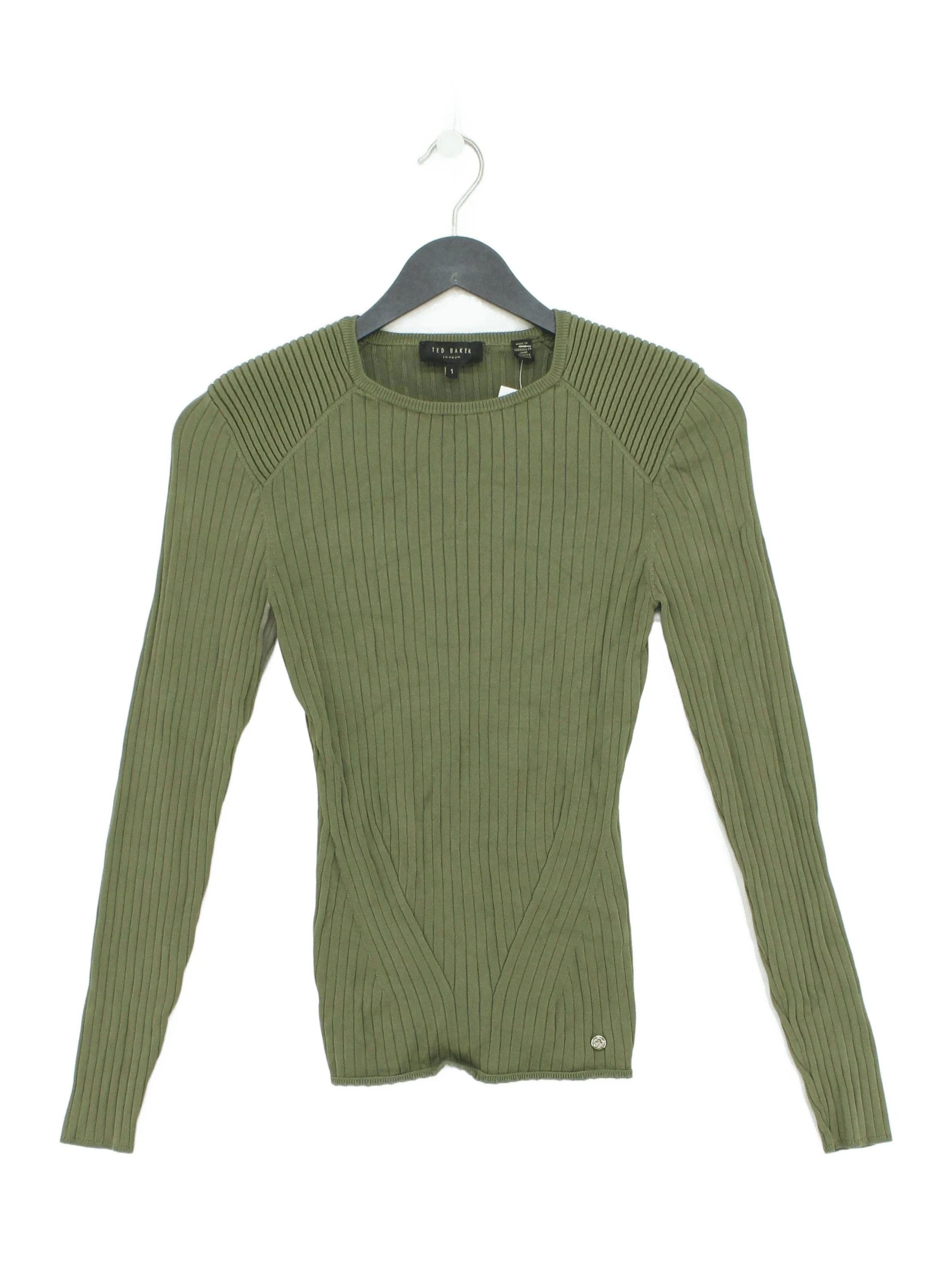 Ted Baker Women's Jumper UK 8 Green Viscose with Polyamide, Elastane Pullover