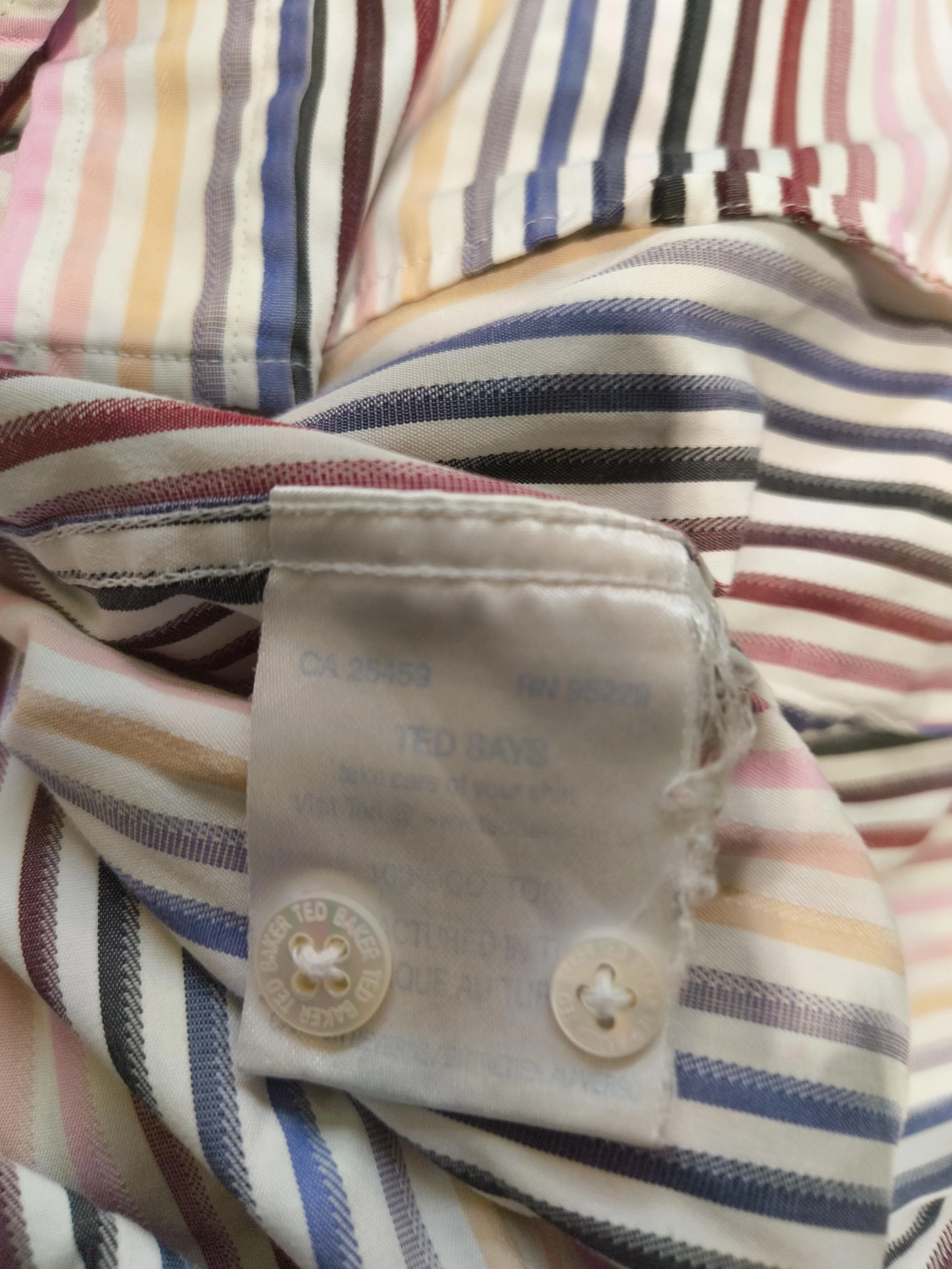 Ted Baker Women's Shirt L Multi Striped 100% Cotton Long Sleeve Collared Basic - Image 6