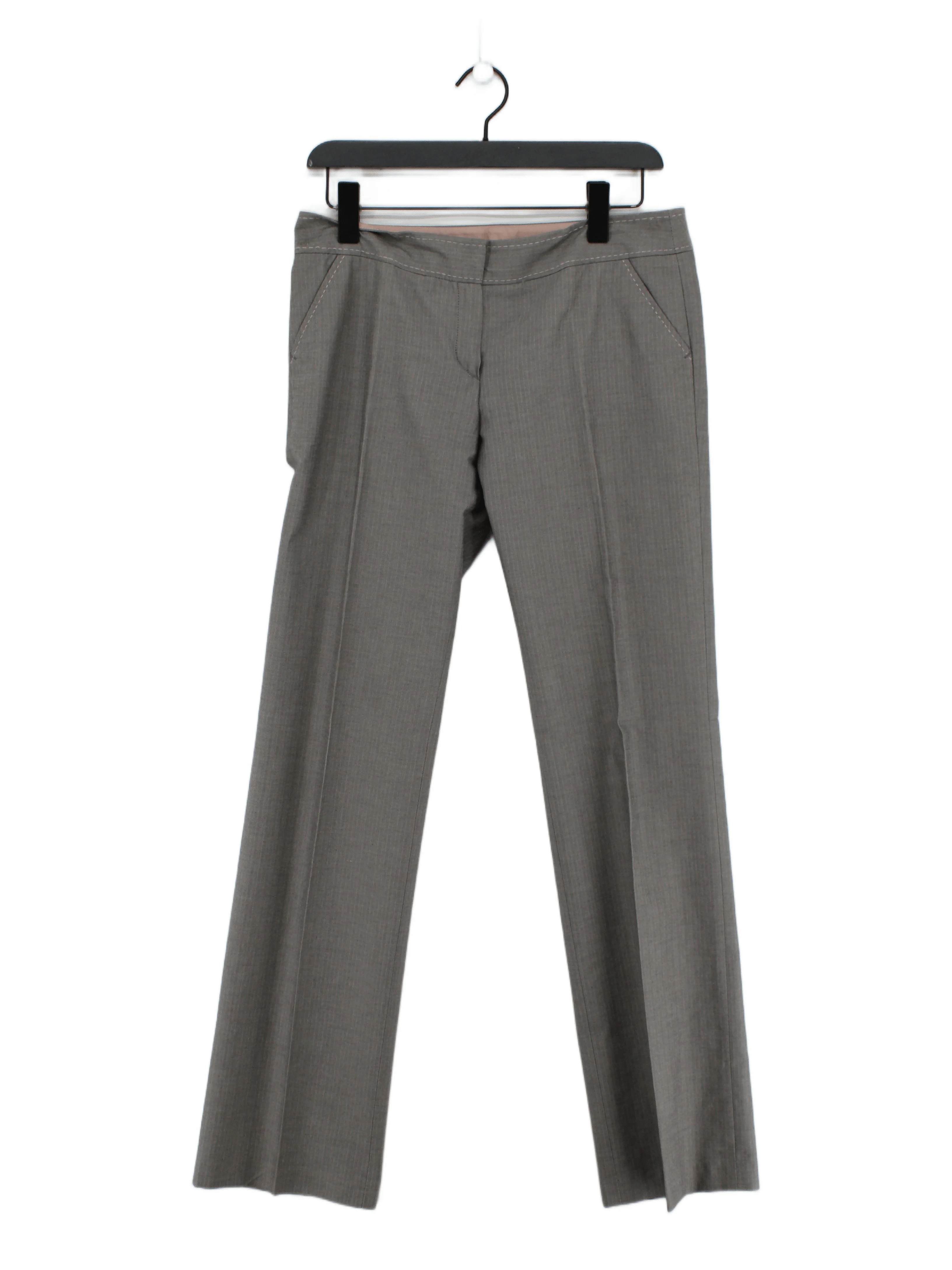 Ted Baker Women's Suit Trousers UK 10 Grey 100% Cotton Dress Pants