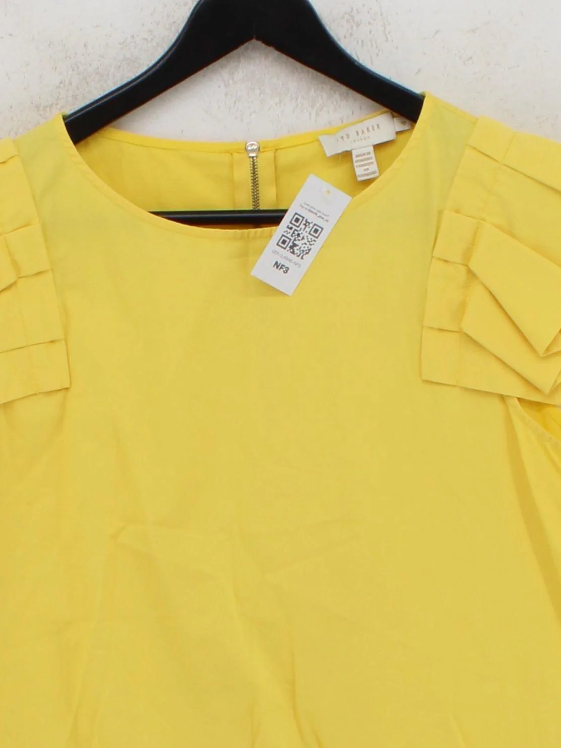 Ted Baker Women's Top UK 14 Yellow Cotton with Elastane Basic - Image 3
