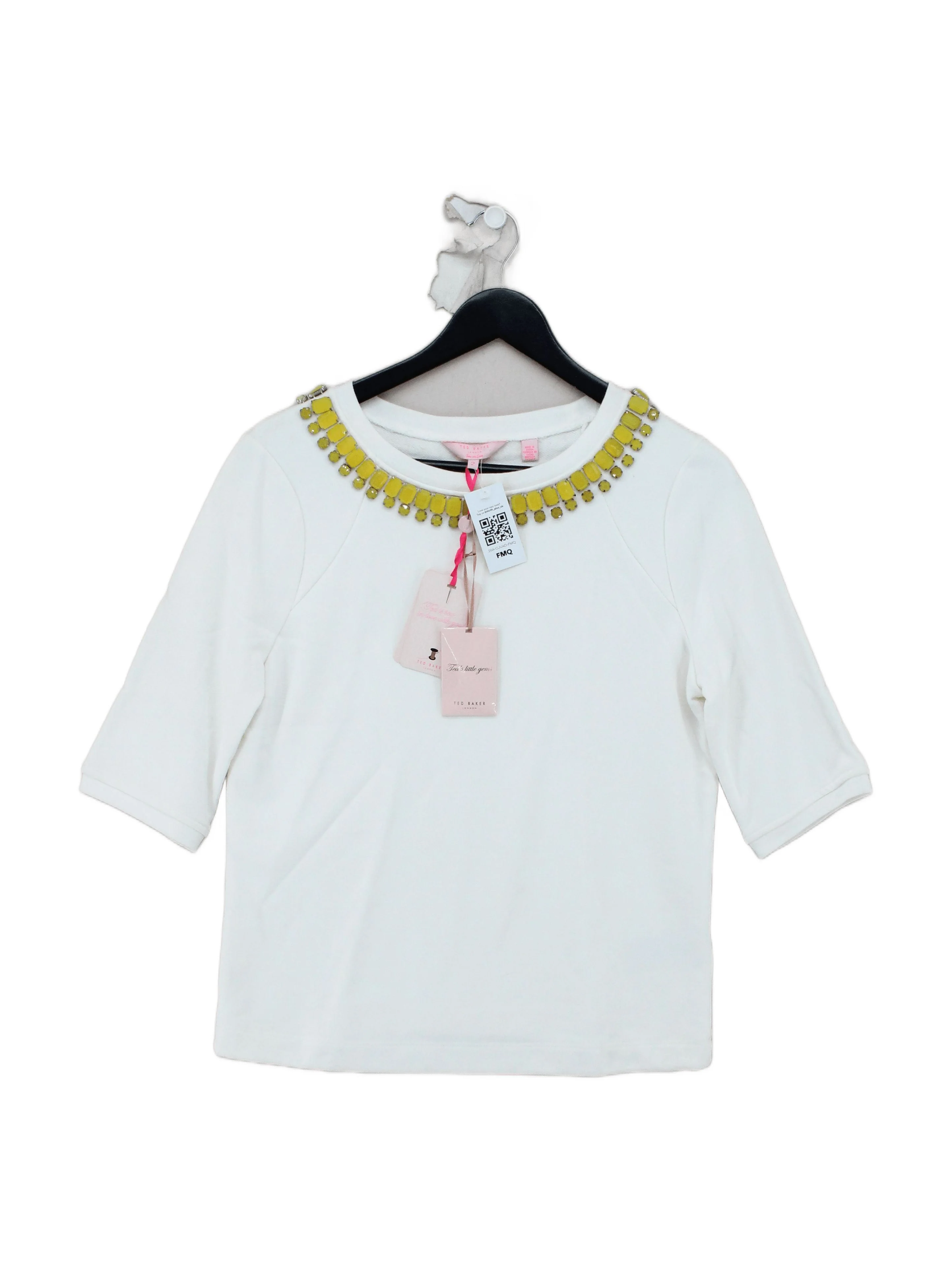 Ted Baker Women's Top UK 6 White Cotton with Polyester Basic