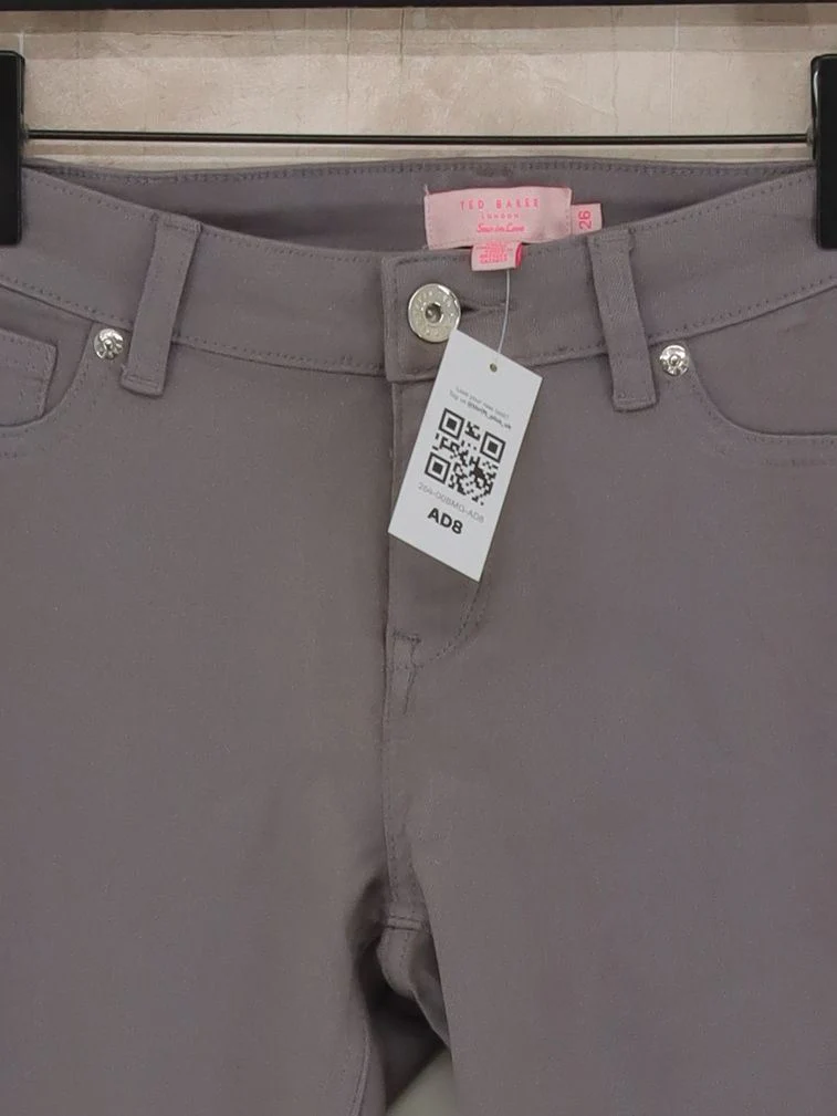 Ted Baker Women's Trousers UK 26 Grey Cotton with Polyester, Elastane Chino - Image 3
