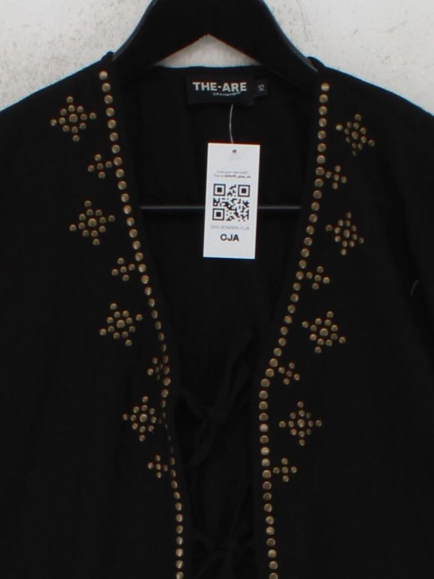THE ARE Women's Top XS Black 100% Polyester Short Sleeve Round Neck Cropped - Image 3
