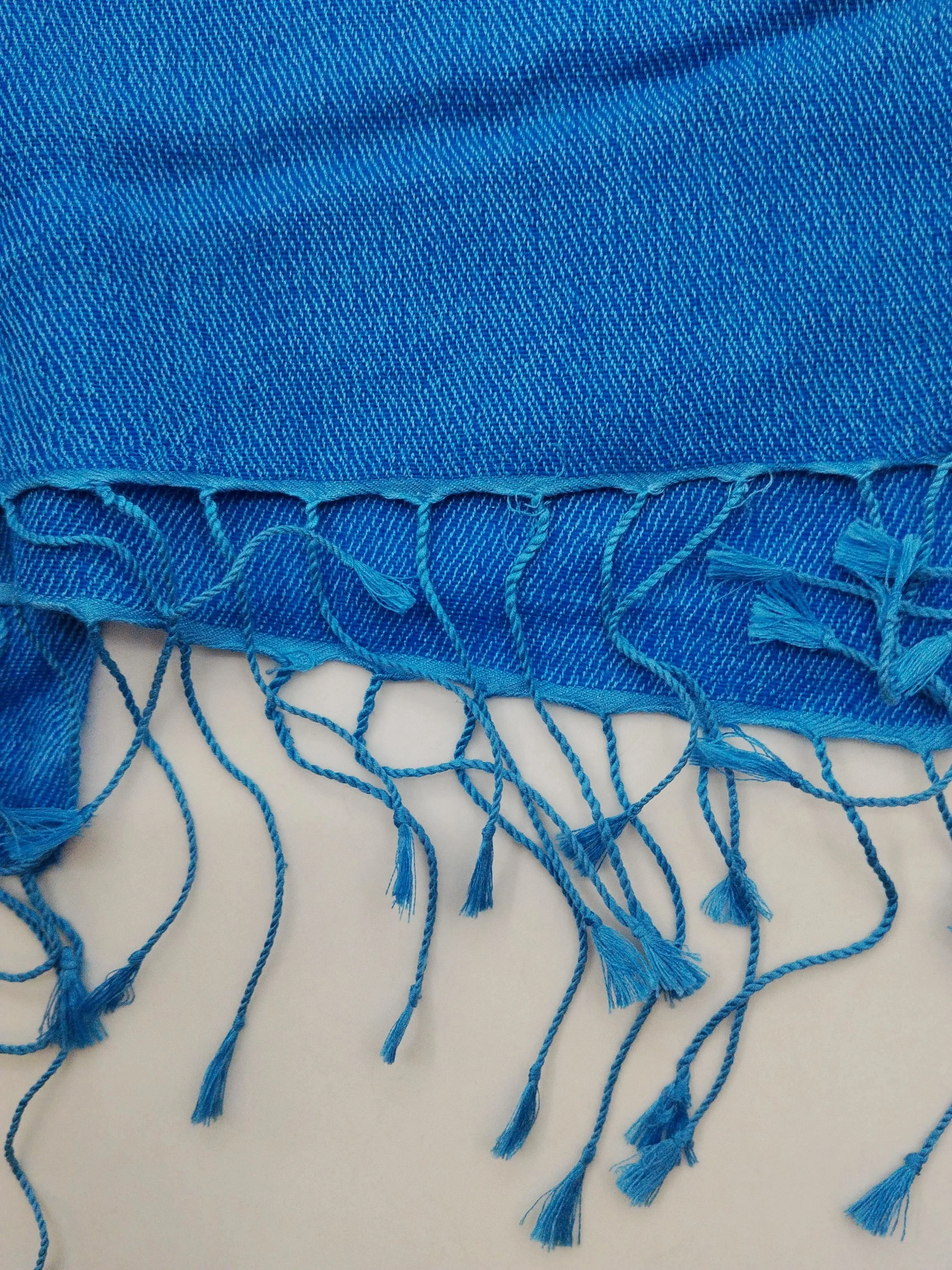 The Cashmere Centre Men's Scarf Blue Cashmere with Silk Scarf - Image 4