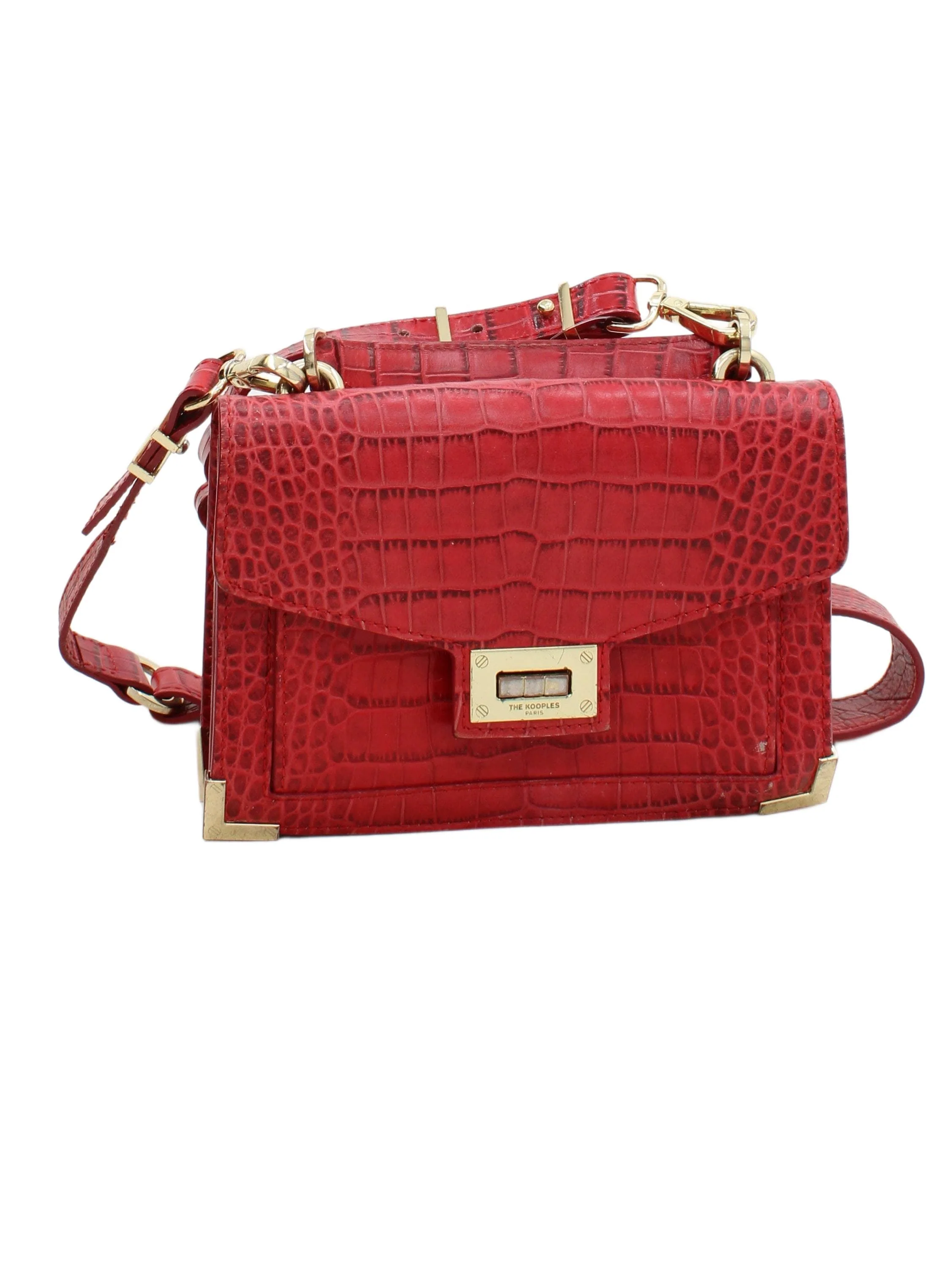 The Kooples Women's Bag Red Animal Print 100% Leather Crossbody