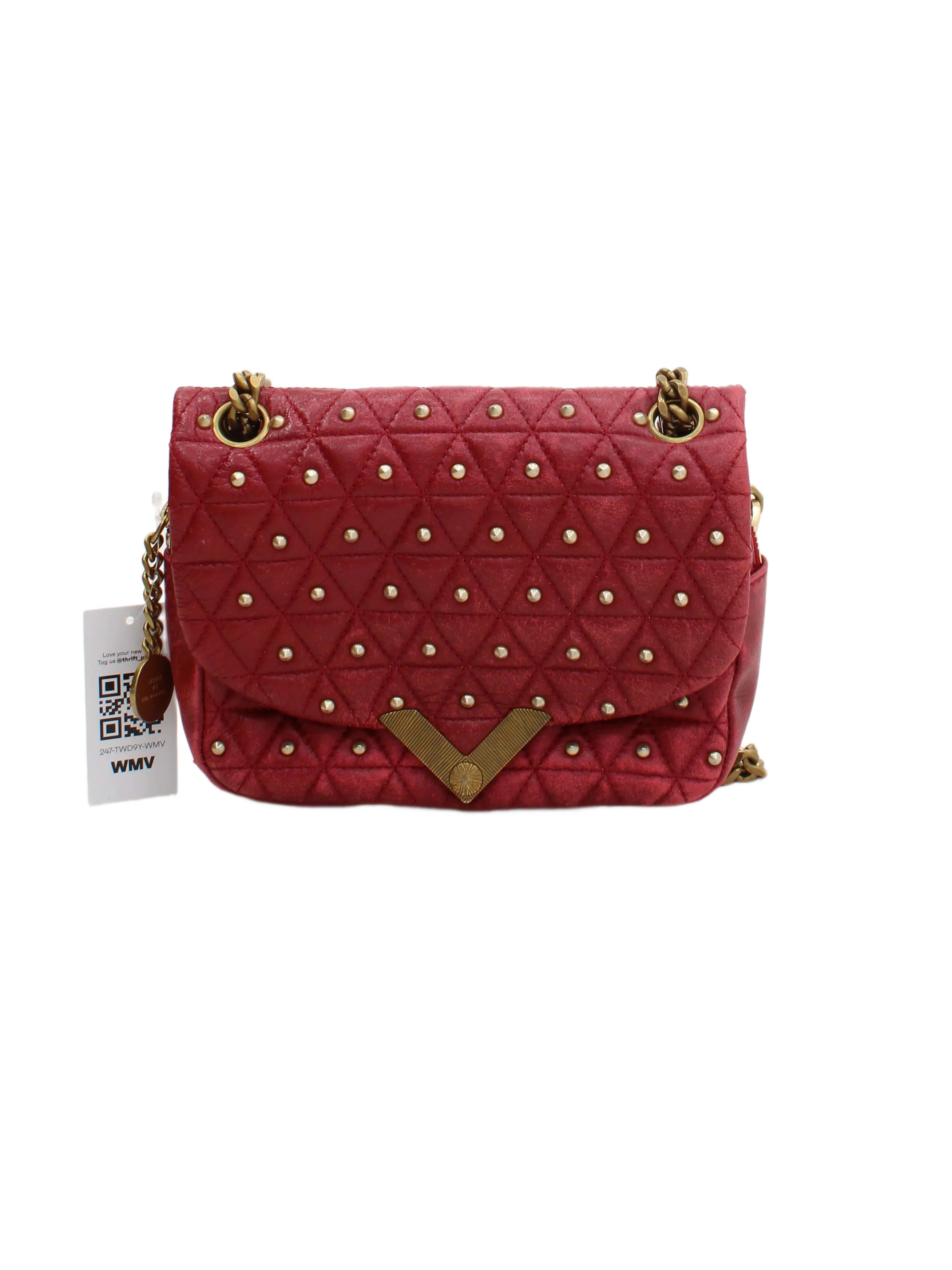 The Kooples Women's Bag Red Geometric Leather with Cotton Shoulder Bag