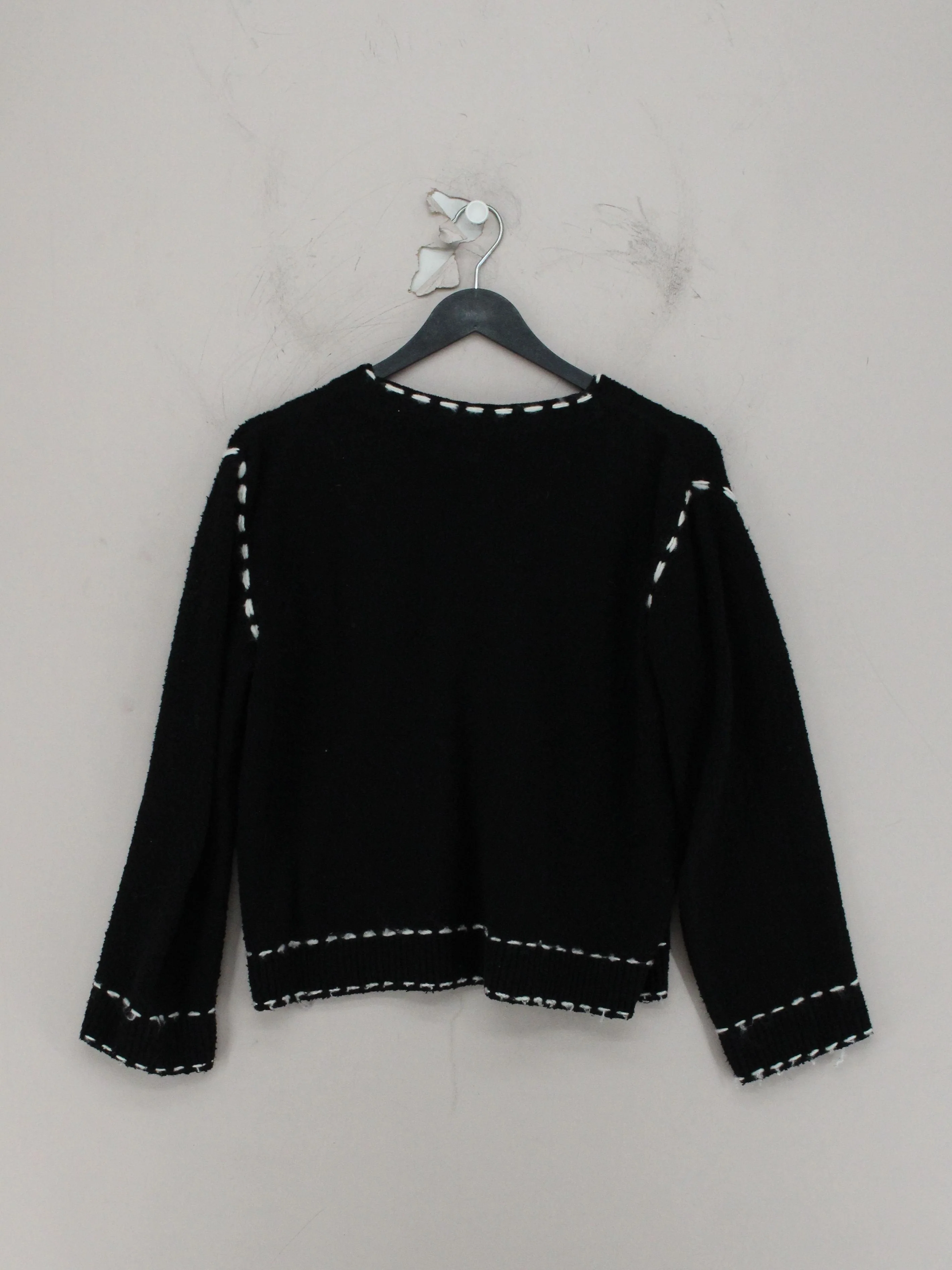 The Open Product Women's Cardigan Black Cotton with Nylon, Polyamide Cardigan - Image 2