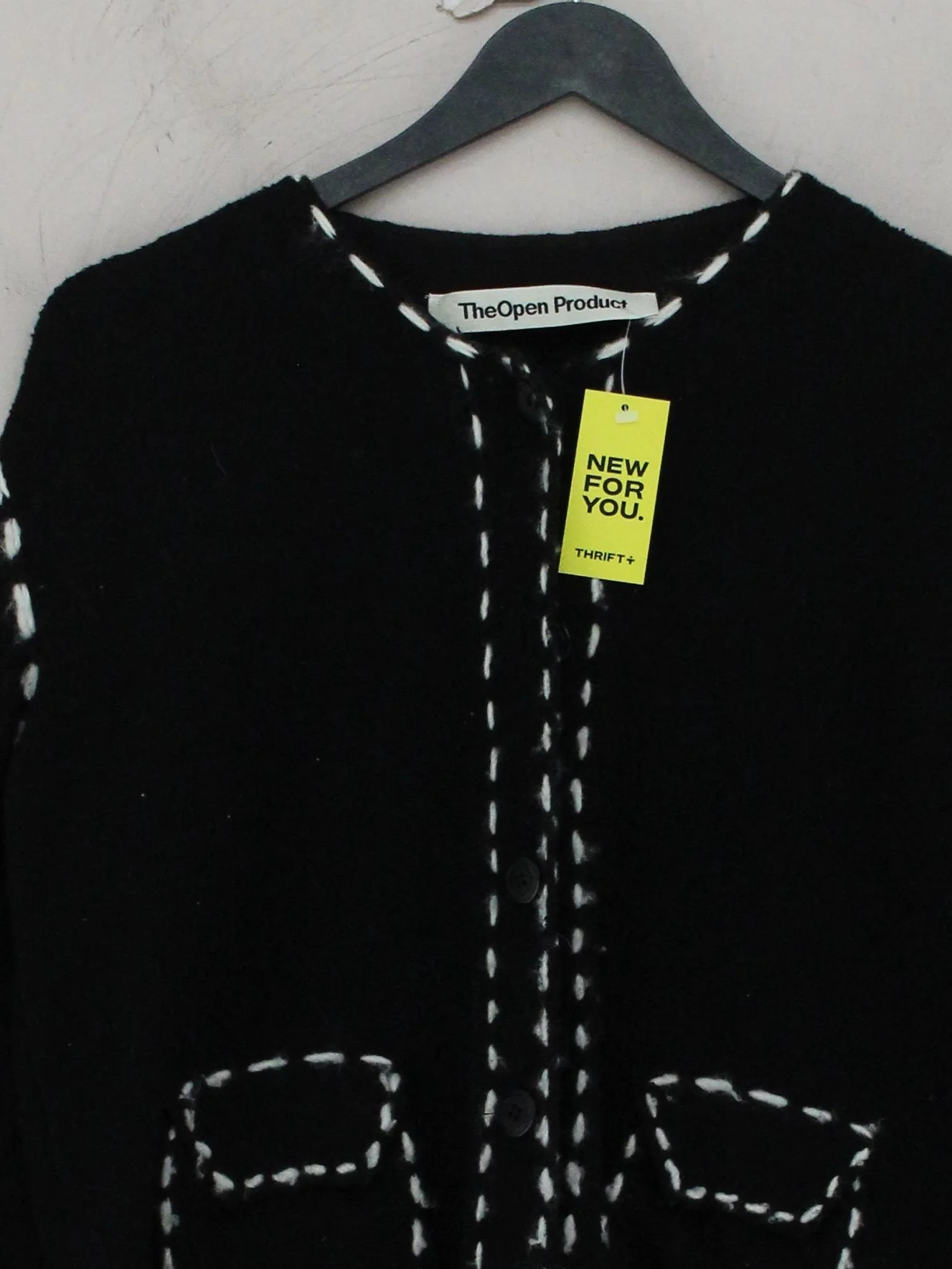 The Open Product Women's Cardigan Black Cotton with Nylon, Polyamide Cardigan - Image 3